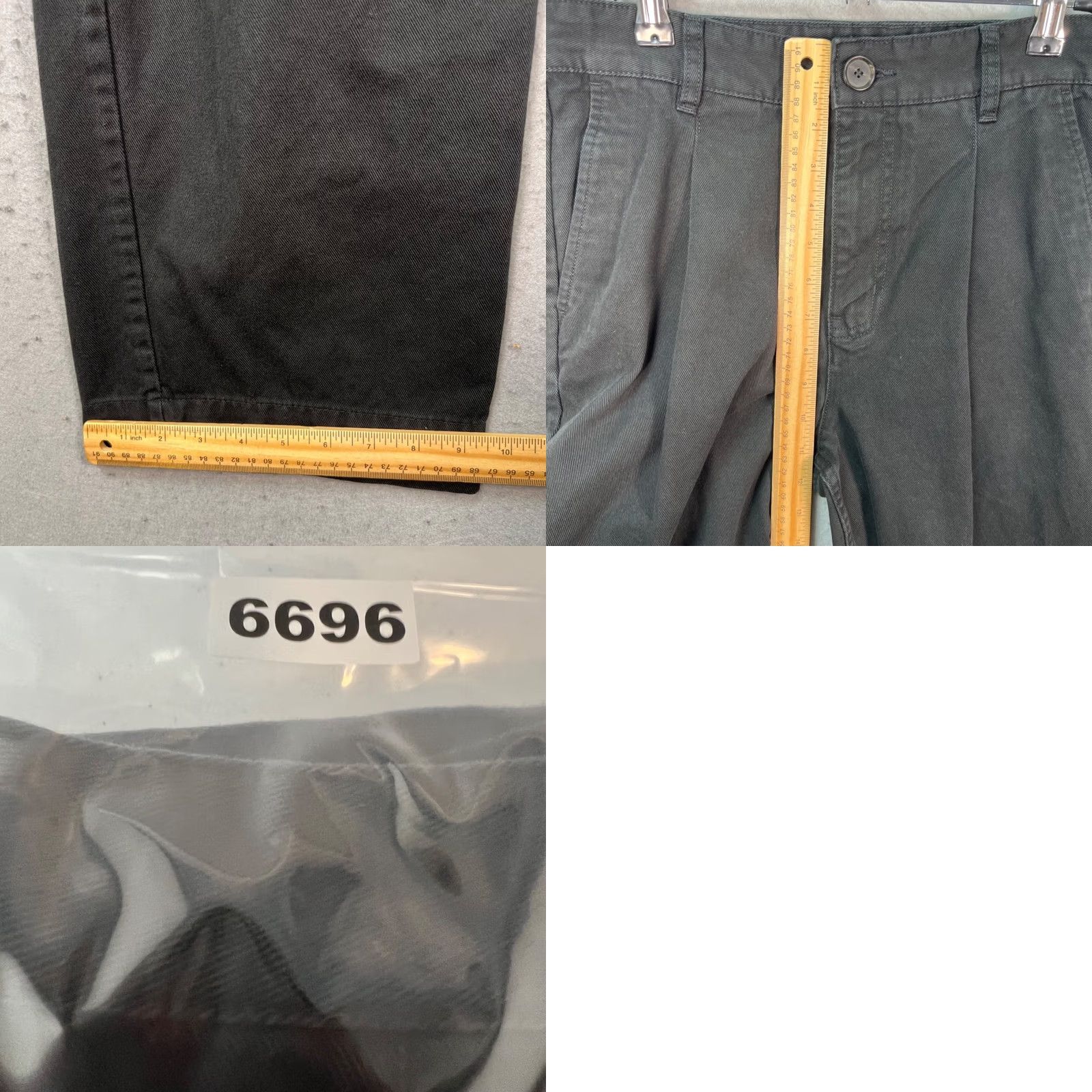 Kotn Kotn Mens Size 30 x 25 Black Pleated Cotton Chino Straight Leg Pants Size US 30 / EU 46 - 8 Thumbnail