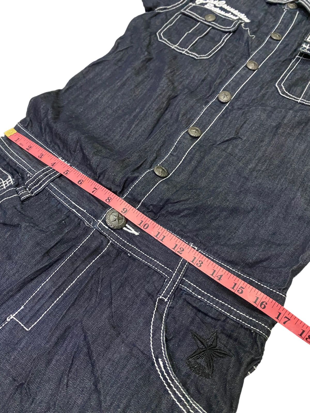 Japanese Brand 💥Vtg Japanese Brand Back Star Overalls Denim Size 34" / US 12 / IT 48 - 9 Thumbnail