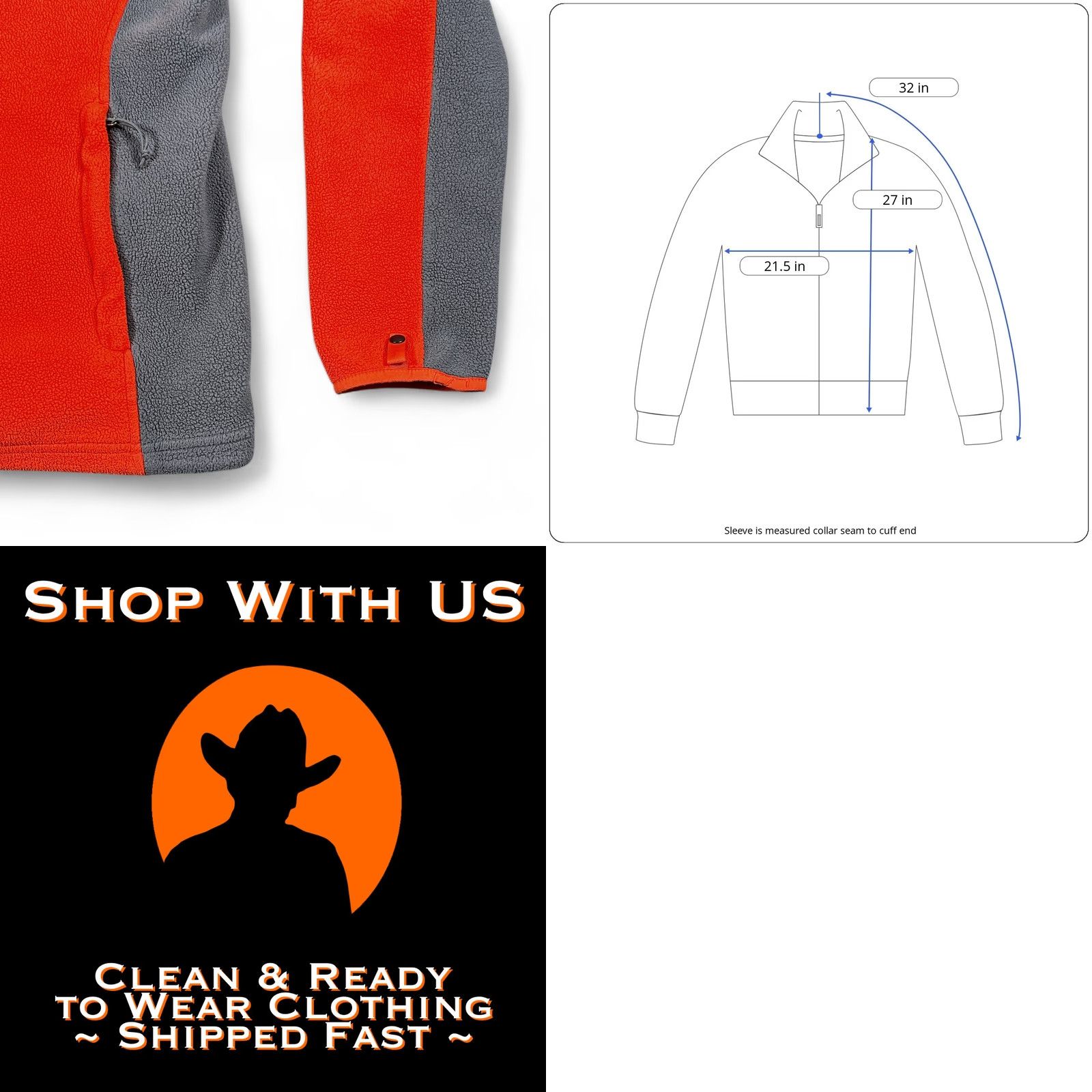 The North Face The North Face Jacket Men M Orange Gray Fleece Colorblock Outdoor Hiking Full Zip Embroidered Logo Pockets Casual Size US M / EU 48-50 / 2 - 8 Thumbnail