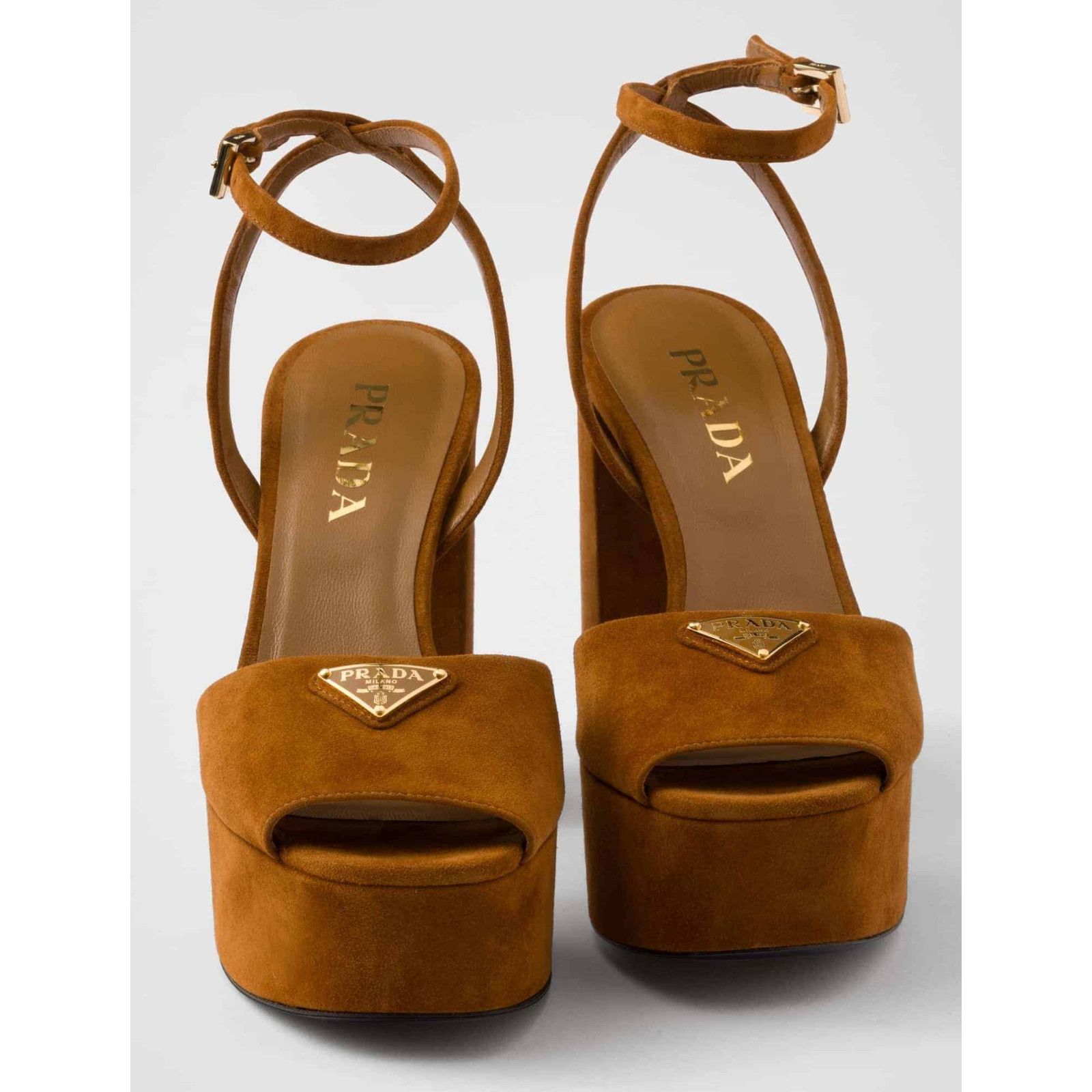 Prada Prada 115mm Cognac Brown Suede Platform Sandal 38.5 Size US 8.5 / IT 38.5 - 13 Thumbnail