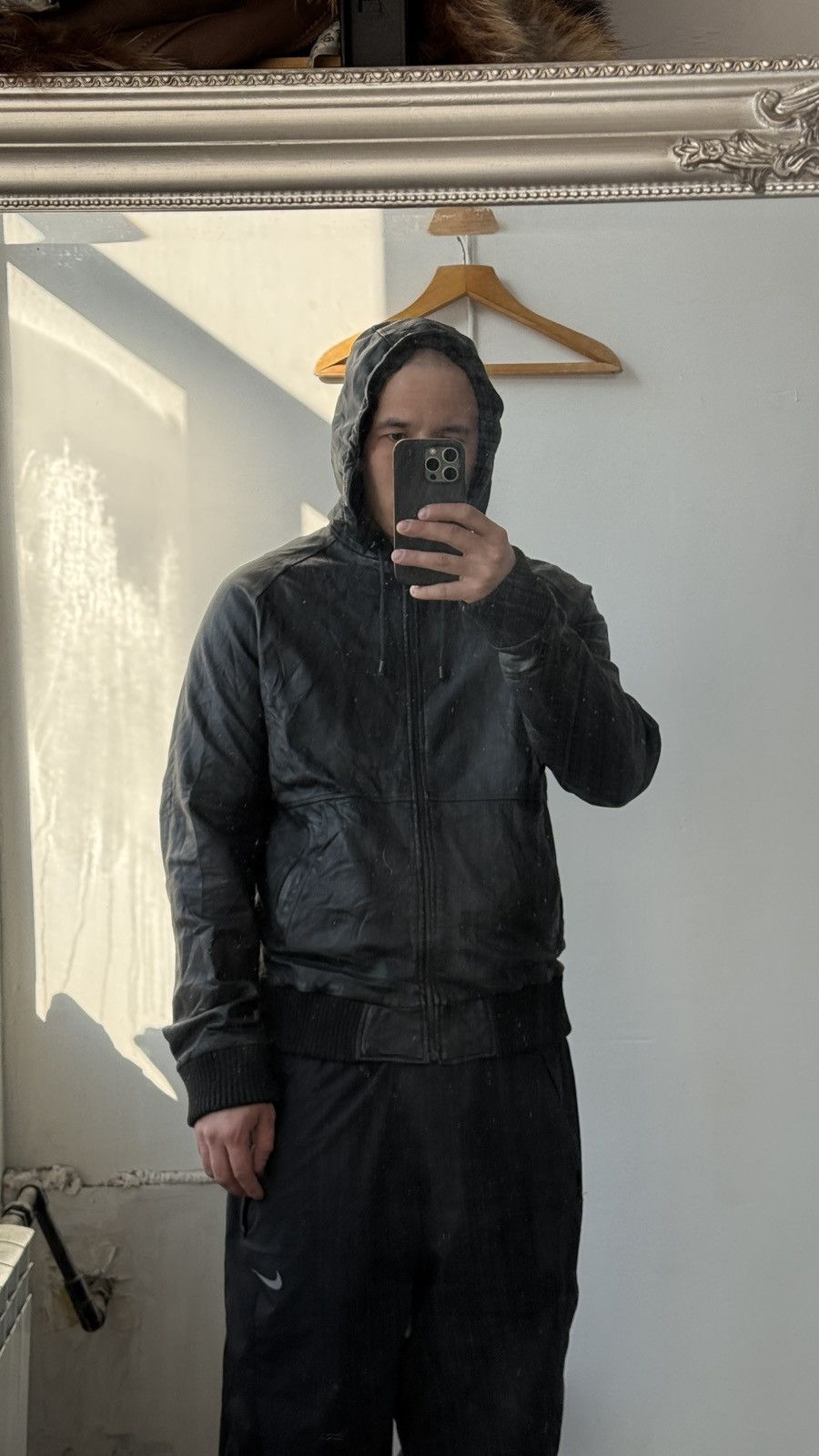 If Six Was Nine Arvust Avant Garde Hooded Leather Jacket Size US L / EU 52-54 / 3 - 3 Thumbnail