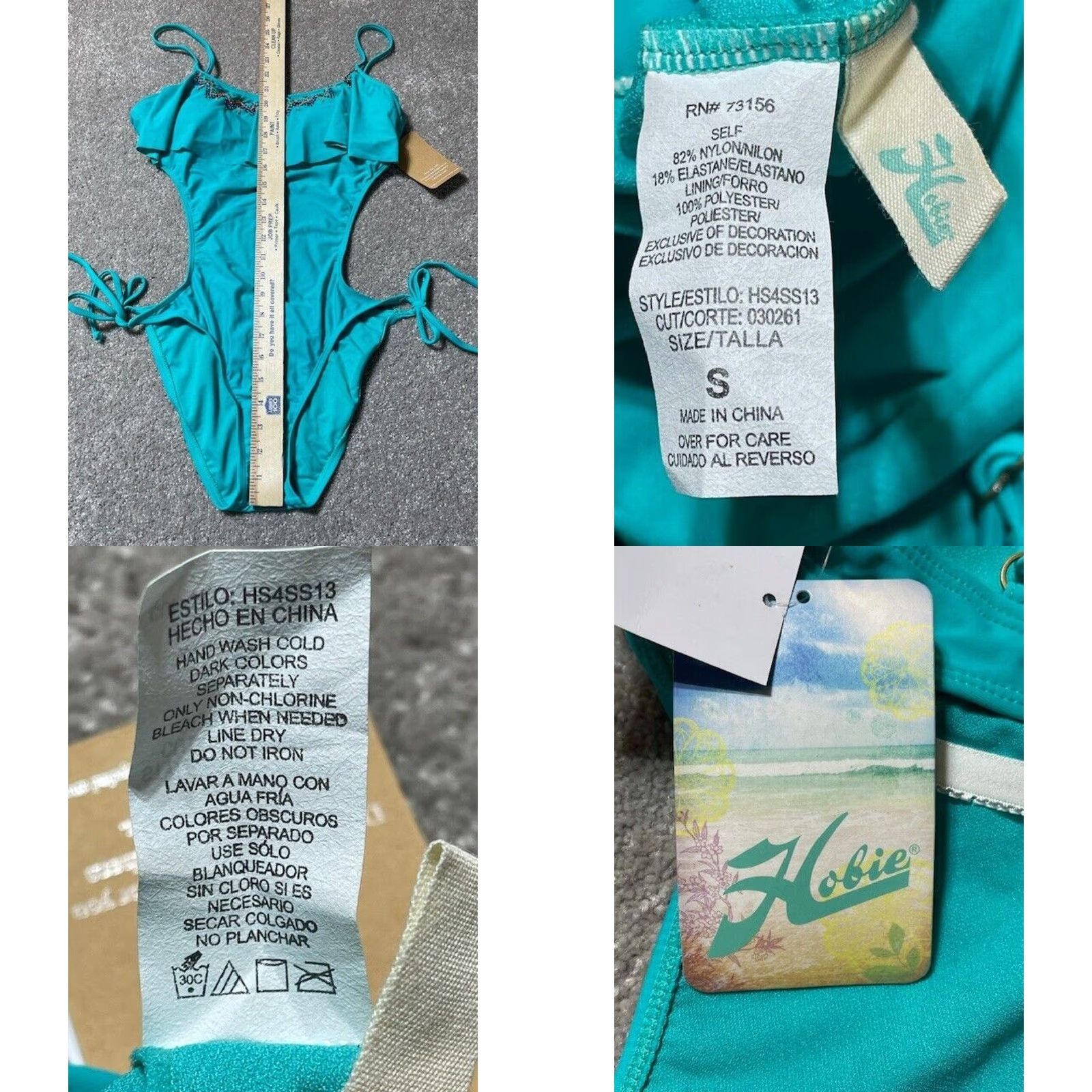 Vintage Hobie One Piece Swimsuit S Monokini Coastal Surfer Girl Festival Y2K Tropical Beach Women Size ONE SIZE - 8 Thumbnail