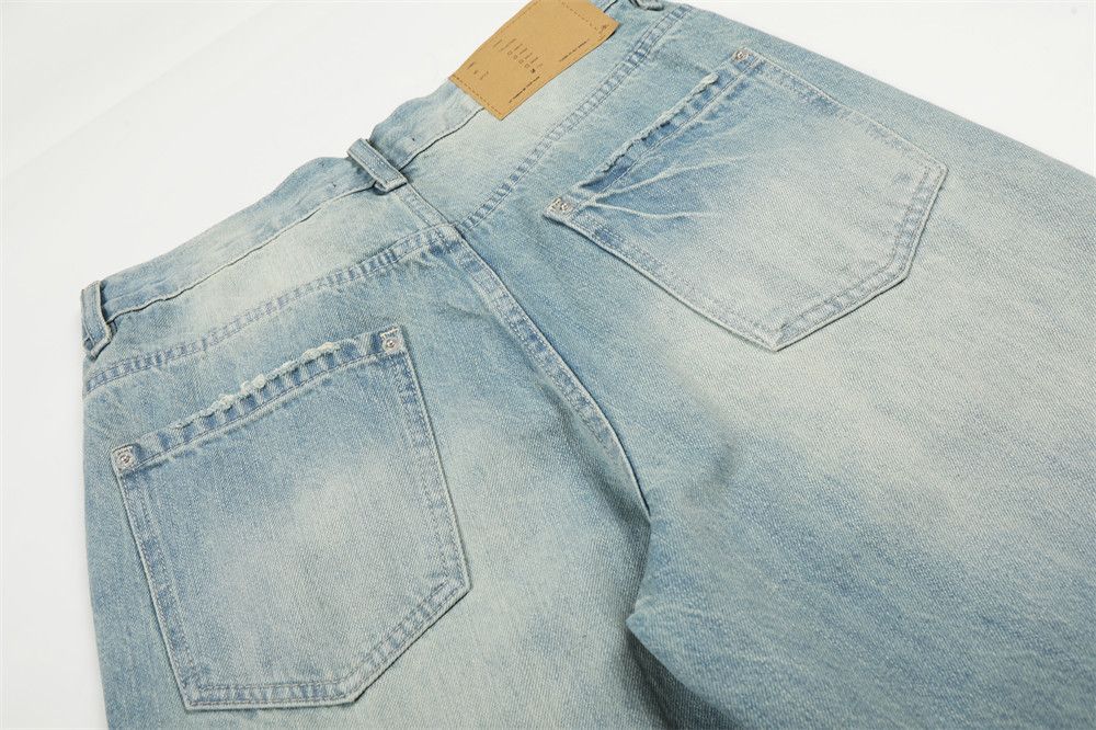 Jean Retro men's wide-leg loose distressed straight washed jeans Size US 32 / EU 48 - 5 Thumbnail