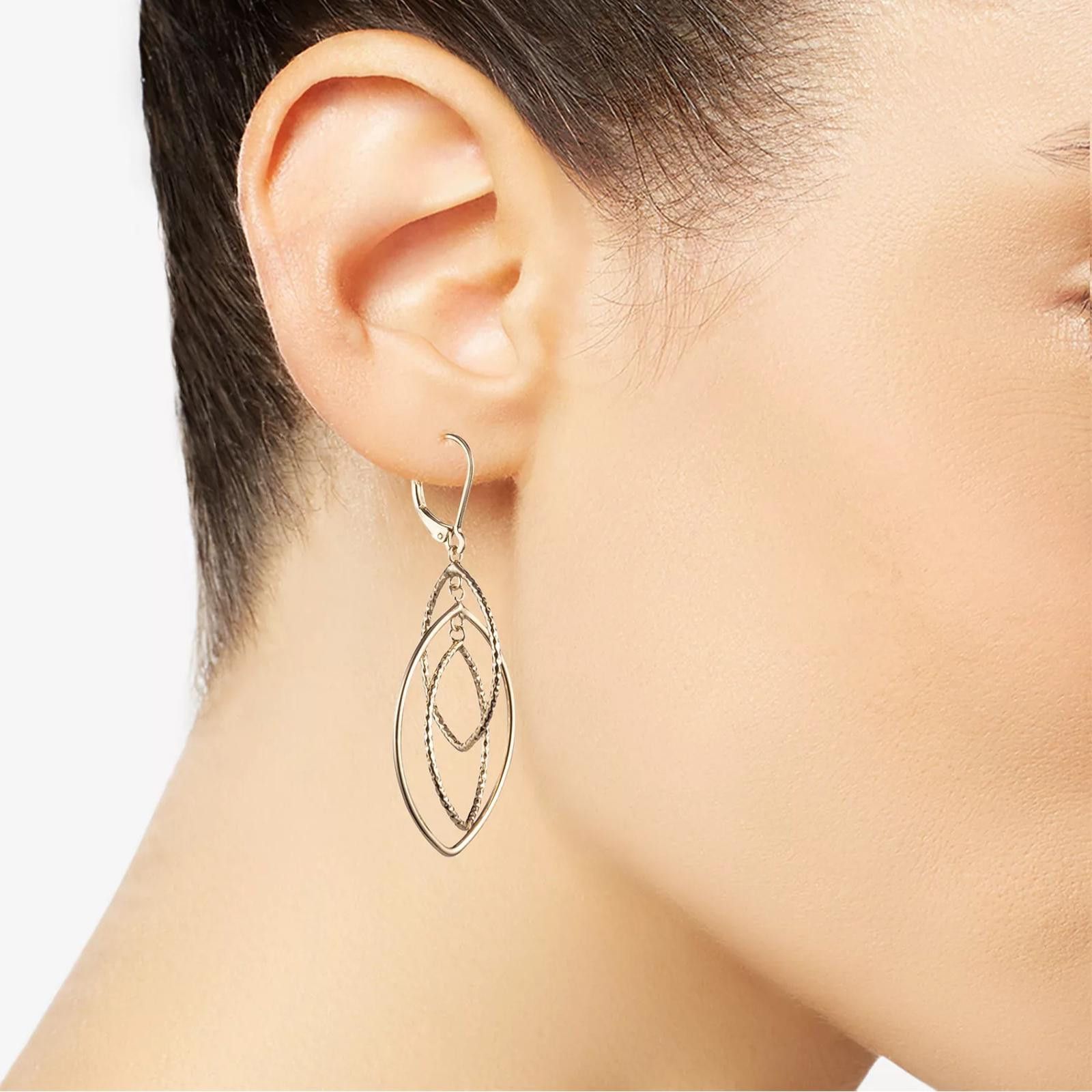 Other Anne Klein GOLD-TONE TEXTURED ORBITAL DROP EARRINGS Size ONE SIZE - 2 Thumbnail