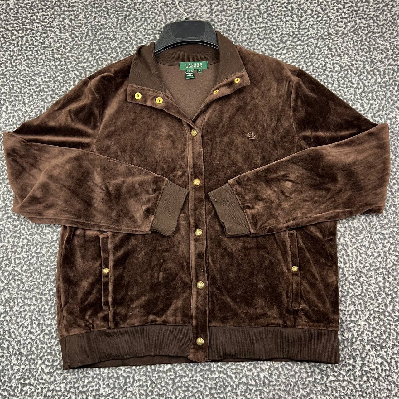 Lauren Ralph Lauren Lauren Ralph Lauren Jacket Women XL Brown Velour Snap Button Size XL / US 12-14 / IT 48-50 - 1 Thumbnail