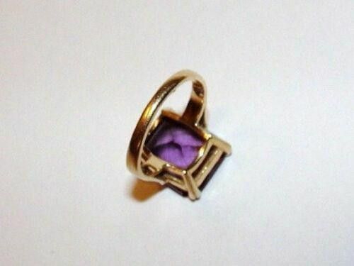 Designer 14 kt Gold Amethyst CZ Emerald Cut Cocktail Ring Size ONE SIZE - 4 Thumbnail