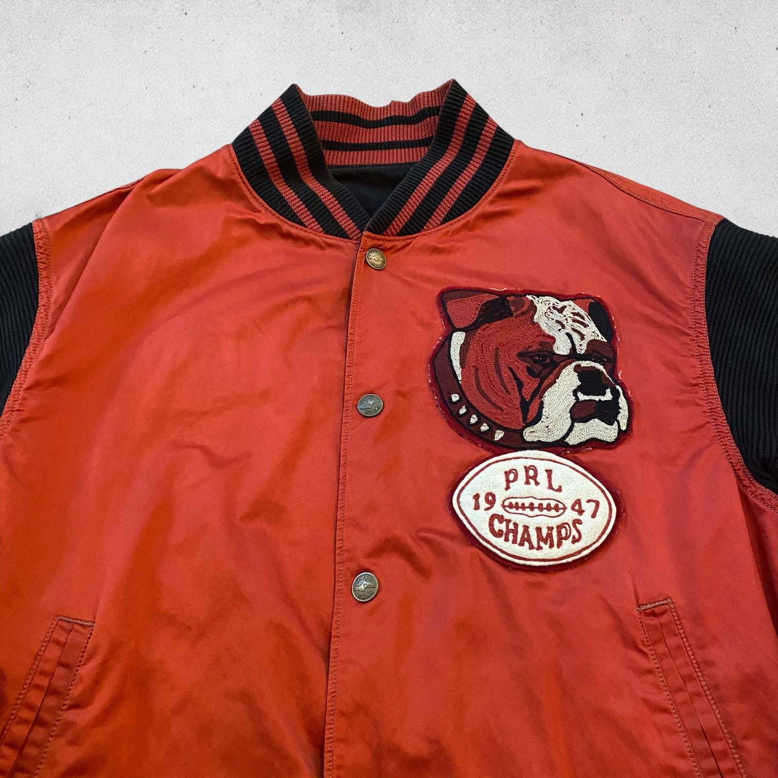 Polo Ralph Lauren × Vintage Polo Ralph Lauren Satin Jacket Reversible Bleecker Bulldogs Size US L / EU 52-54 / 3 - 3 Thumbnail