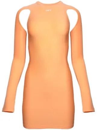 Off-White o1gr1nt0425 Sleek Cut Out L/S Mini Dress in Peach Orange Size XS / US 0-2 / IT 36-38 - 1 Thumbnail