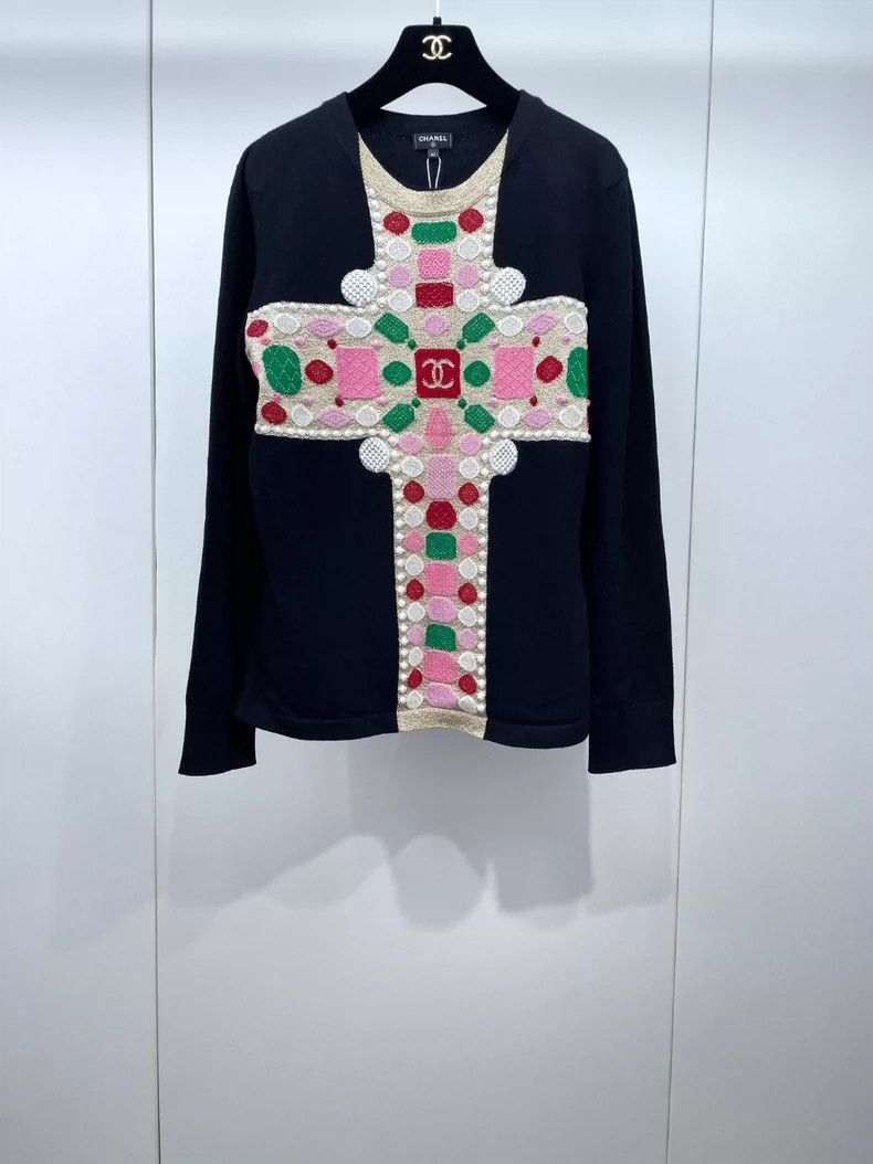 Chanel Chanel Knitted sweater with colorful gem pattern 2504-Nexta Size S / US 4 / IT 40 - 1 Thumbnail