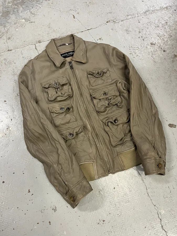 Dolce & Gabbana AW2006 Dolce & Gabbana Multi Pockets Cargo Grey Leather Jacket Size US M / EU 48-50 / 2 - 5 Thumbnail