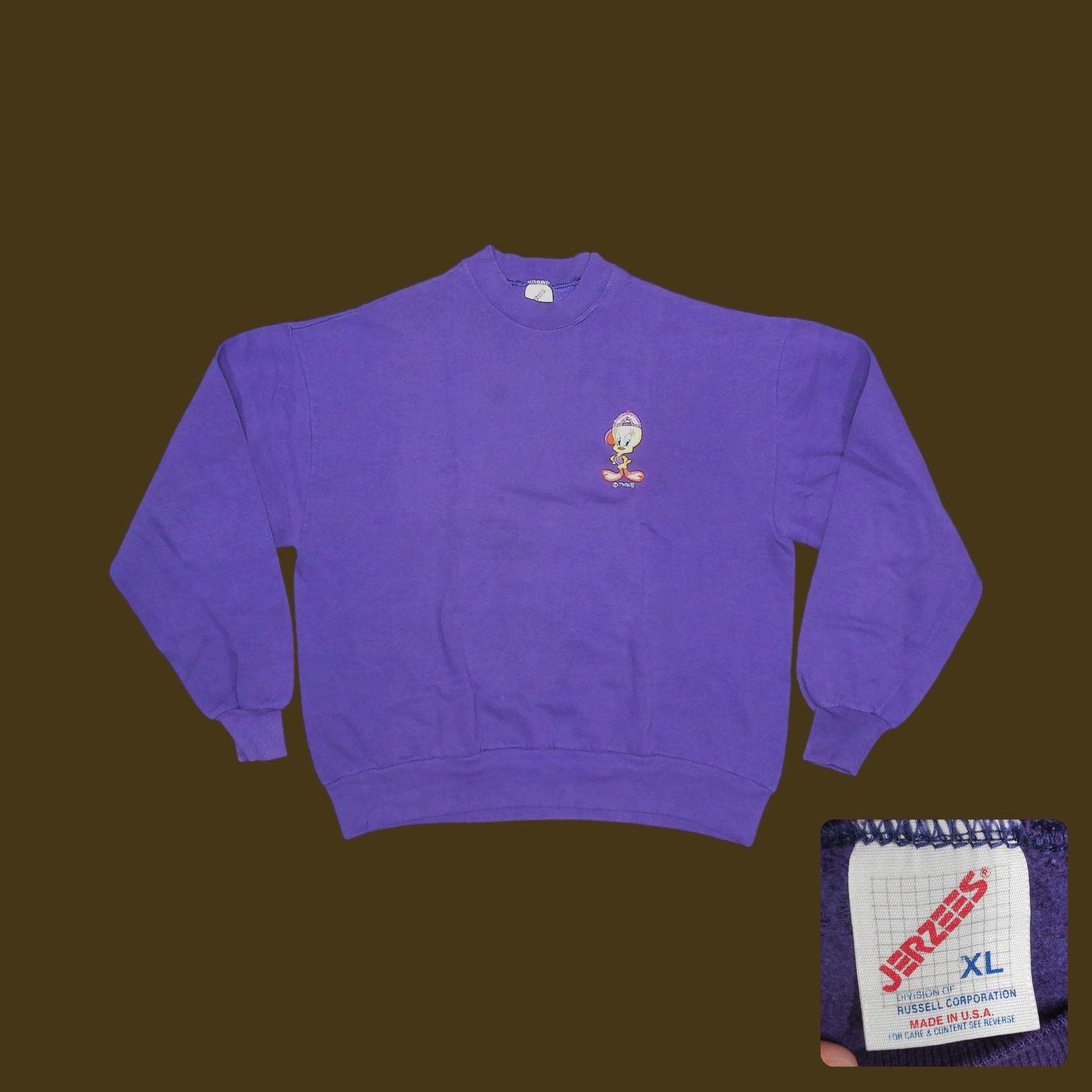 Jerzees VTG Jerzees Looney Tunes 90s Tweety Bird Shoulder Sweatshirt Size XL / US 12-14 / IT 48-50 - 1 Thumbnail