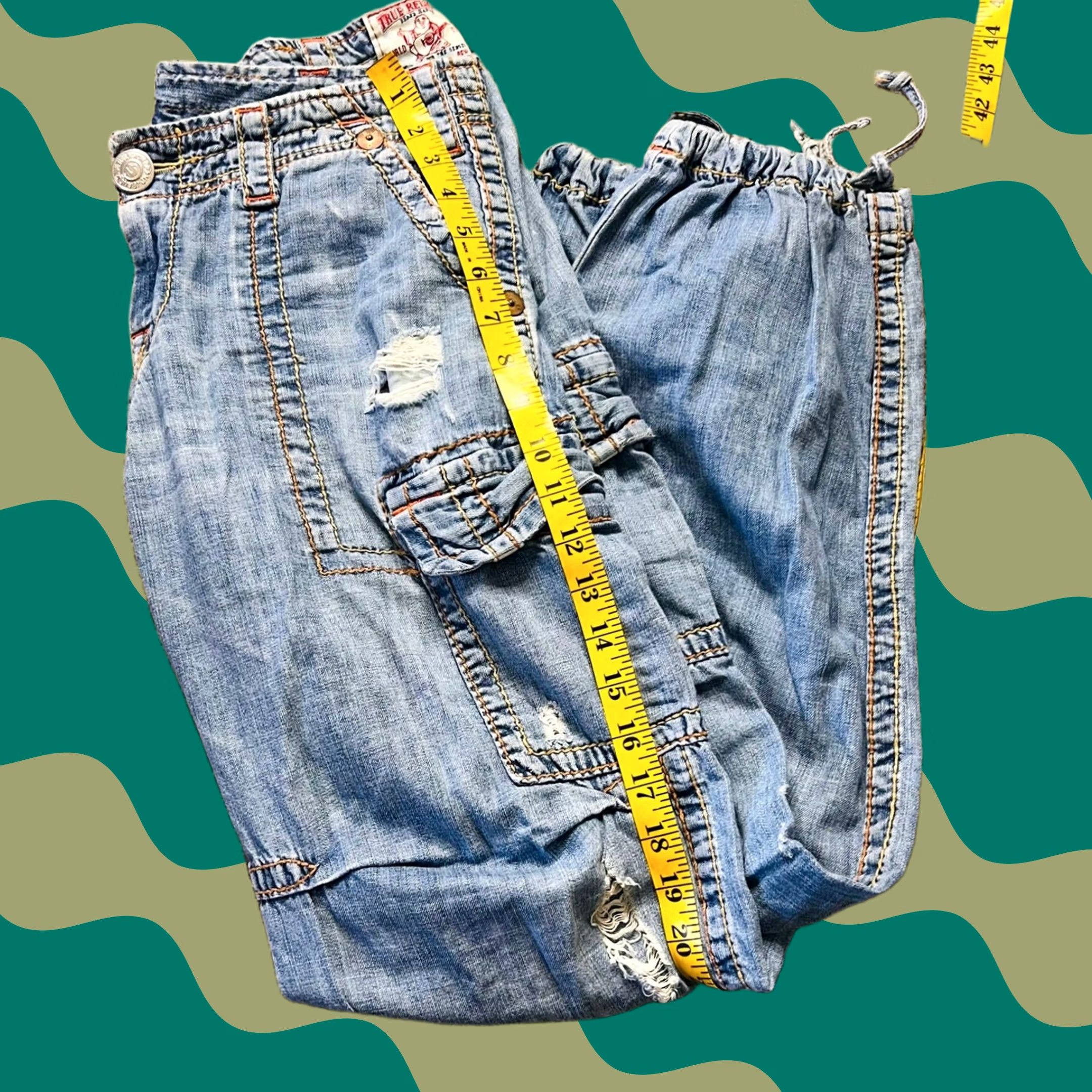 True Religion VINTAGE True-Religion Joey Big-T Low-Rise Cargo Denim Women Jeans 29x39 Size 29" - 1 Thumbnail