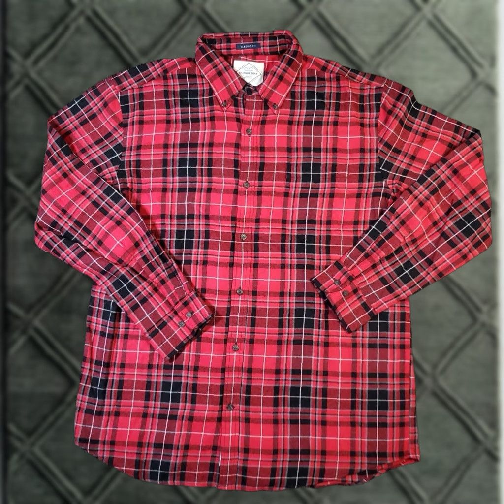 Vintage VINTAGE St Johns Bay Red Plaid Flannel Shirt Mens Cotton XL Buffalo Plaid Casual Travel Workwear 80s 90s Retro USA Men Button-Up Size US XL / EU 56 / 4 - 1 Thumbnail