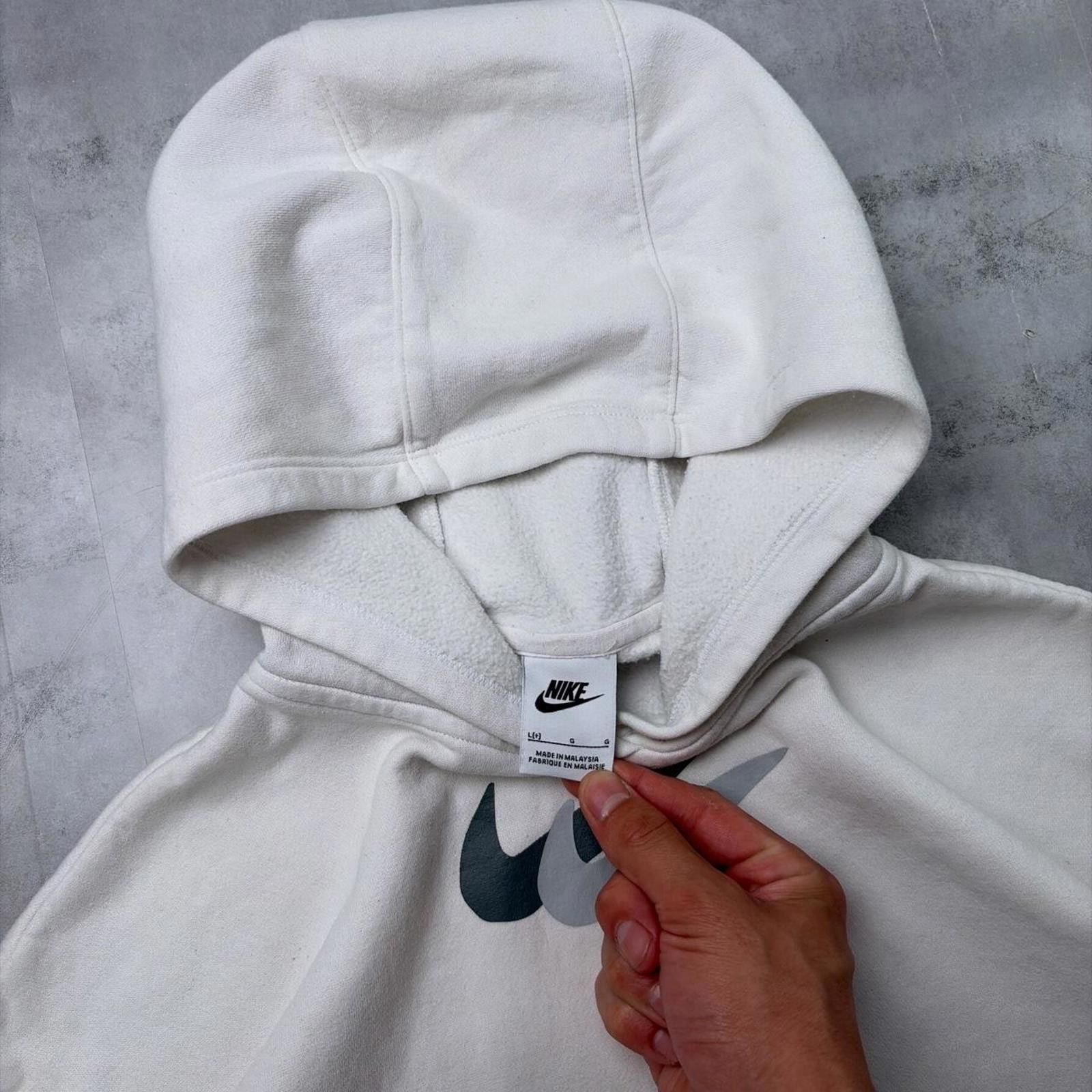 Nike Y2K White Nike Middle Swoosh Boxy Skater Hoodie Size L / US 10 / IT 46 - 7 Thumbnail