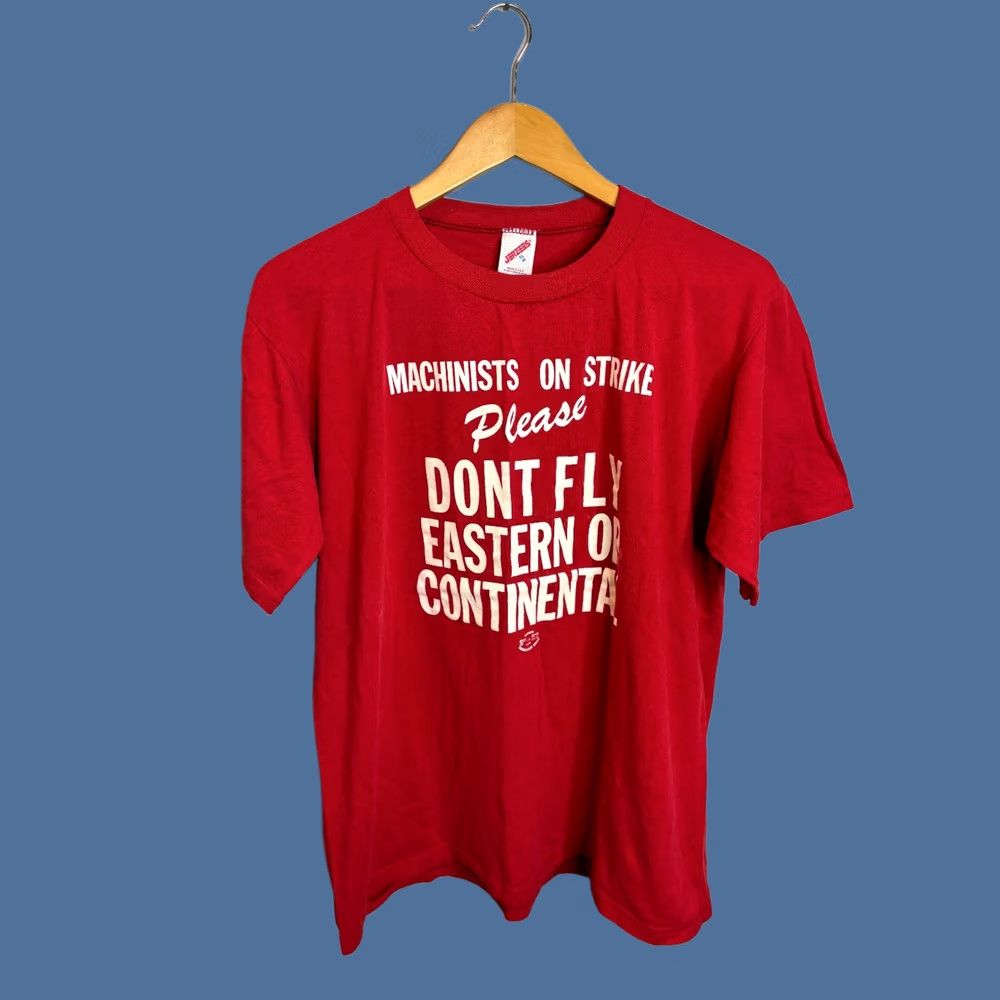 Jerzees VINTAGE 80's Union Strike Don't Fly T-Shirt Red Mens XL Jersey? Size US XL / EU 56 / 4 - 1 Thumbnail