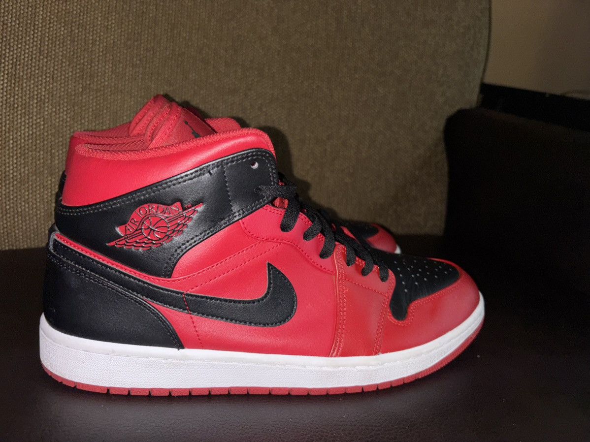 Jordan Brand Red And Black Air Jordan 1 Mid Size US 11.5 / EU 44-45 - 3 Thumbnail