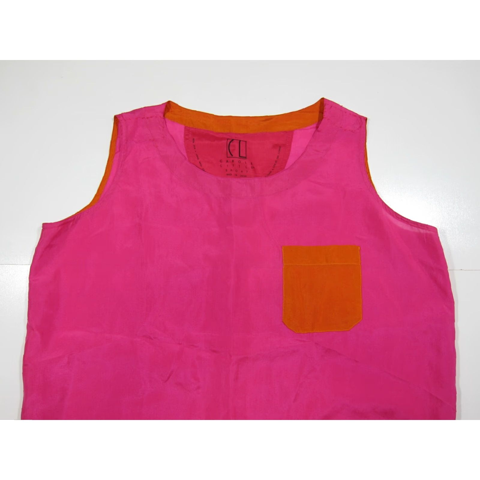 Vintage Carol Little 100% Silk Pink Sleeveless Tank Shirt Blouse Top Women 12L Size XL / US 12-14 / IT 48-50 - 5 Thumbnail