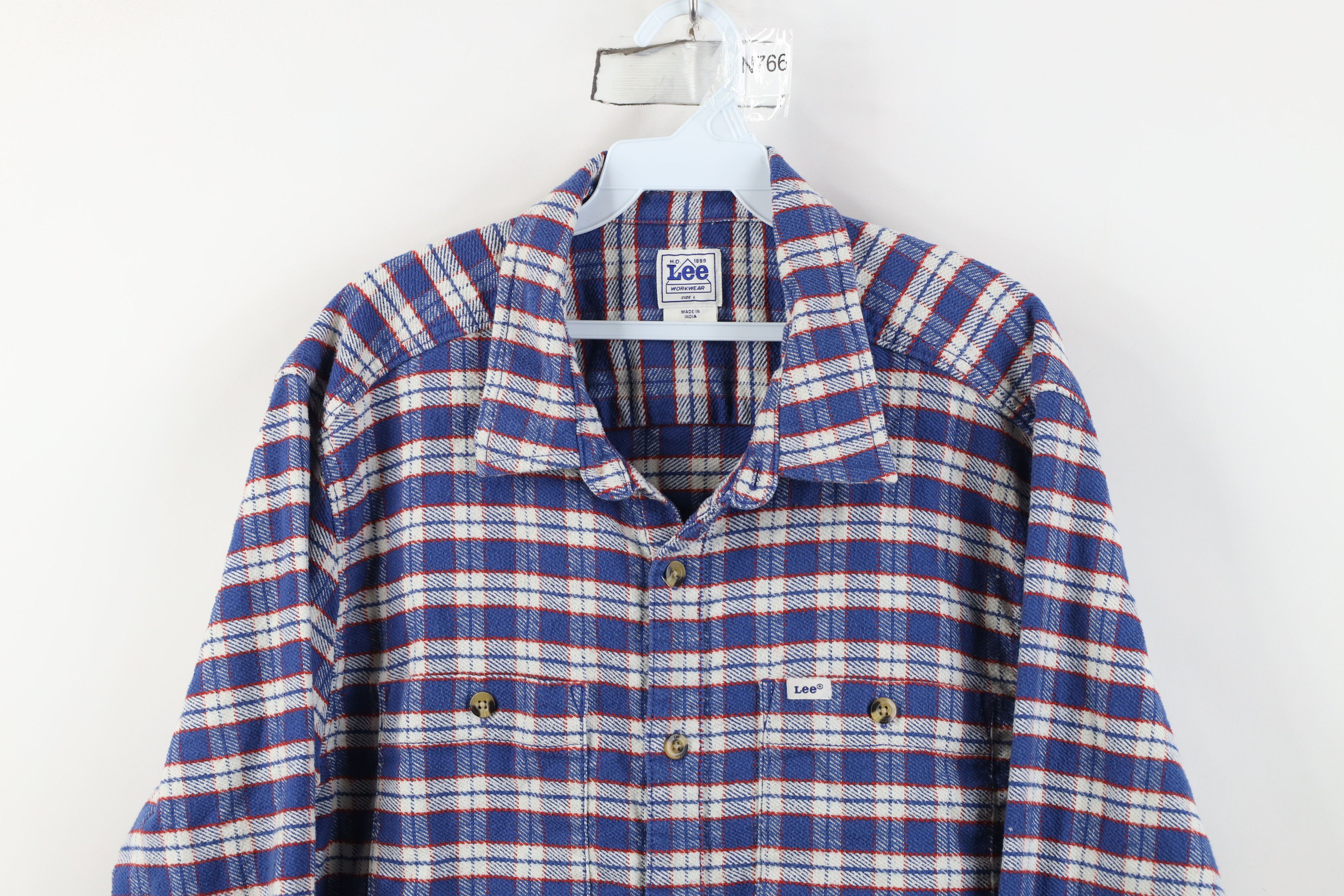 Lee Vintage 90s Y2K Lee Workwear Flannel Shirt Jacket Plaid Size US L / EU 52-54 / 3 - 2 Thumbnail