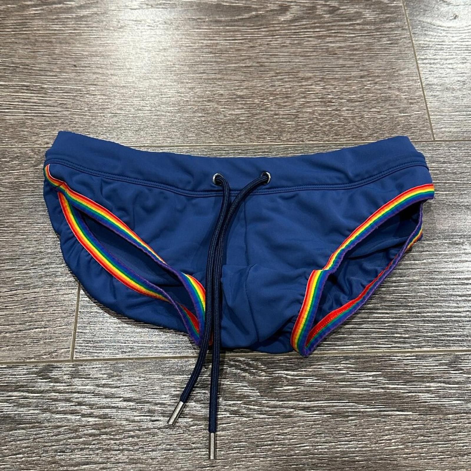 Other 2(X)IST Men’s Swim Brief – Size Small – Navy with Rainbow Size US 30 / EU 46 - 4 Thumbnail