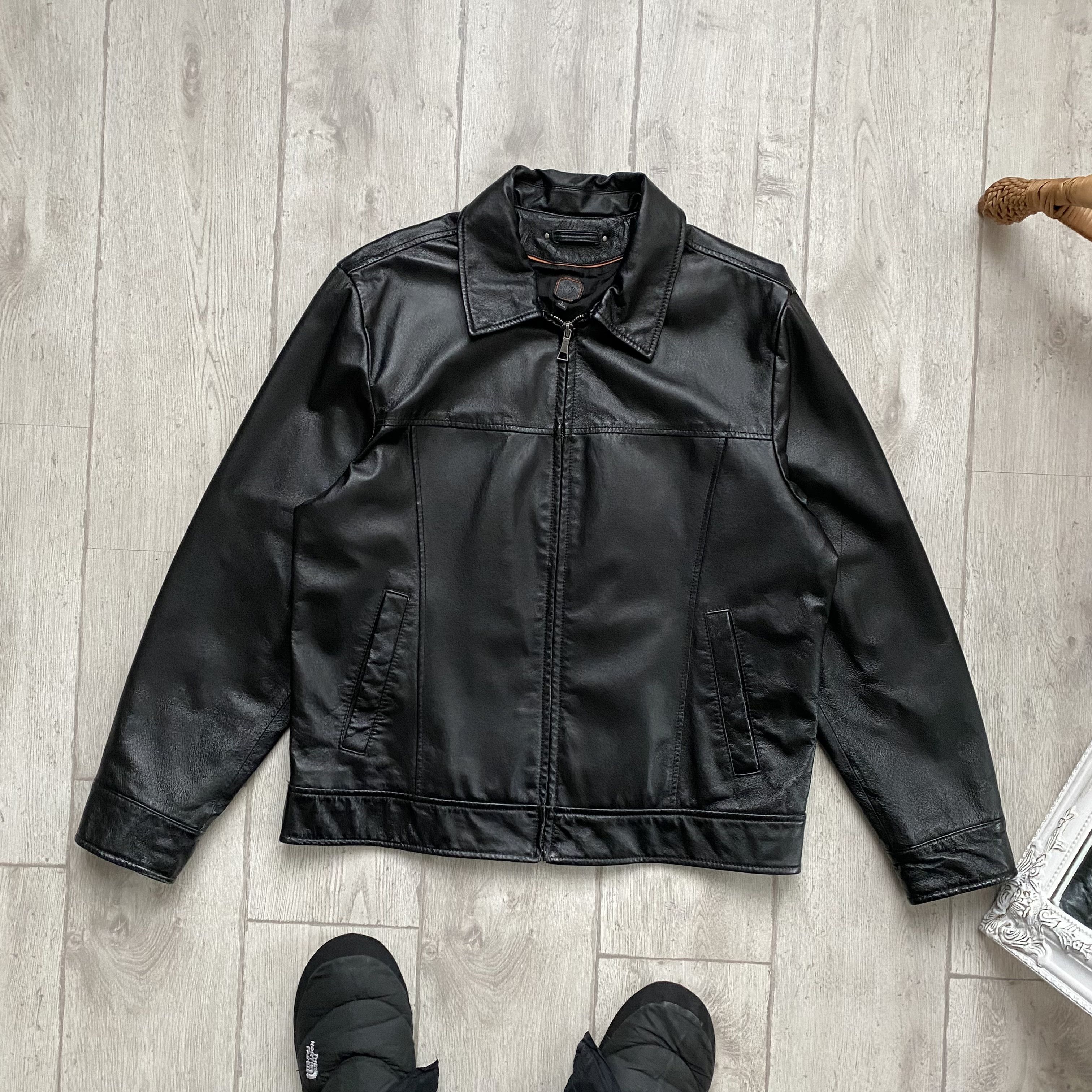 Genuine Leather 🏍 Vintage Moto Genuine Leather Racing Jacket Y2k Motorcycle Size US L / EU 52-54 / 3 - 5 Thumbnail