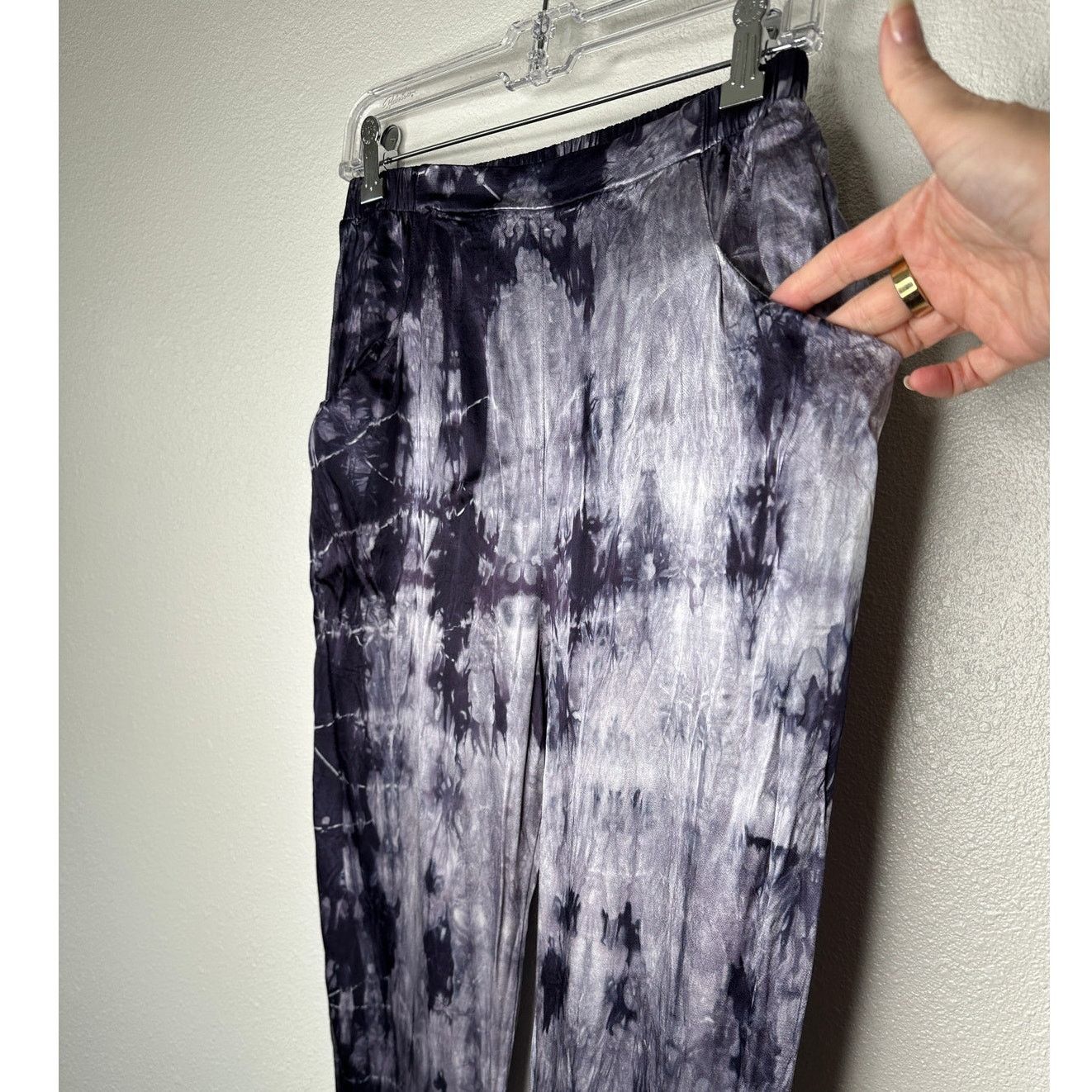 Nation LTD Nation Ltd Purple Cream Tie Dye Satin Elastic Waist Pants S Size 27" / US 4 / IT 40 - 7 Thumbnail