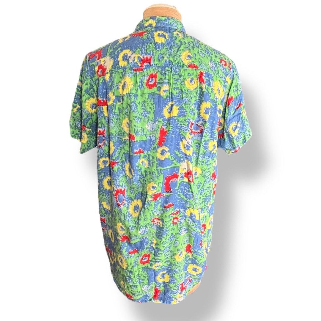 Rolla's Rolla’s Abstract Sunflower Print Viscose Shirt Blue Green Size US M / EU 48-50 / 2 - 3 Thumbnail