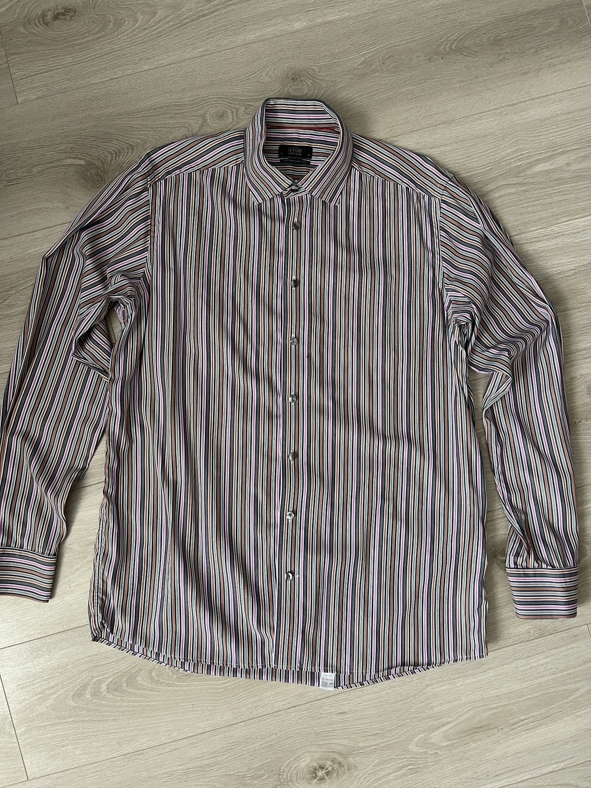 Eton Designer striped eton shirt Size US XXL / EU 58 / 5 - 7 Thumbnail