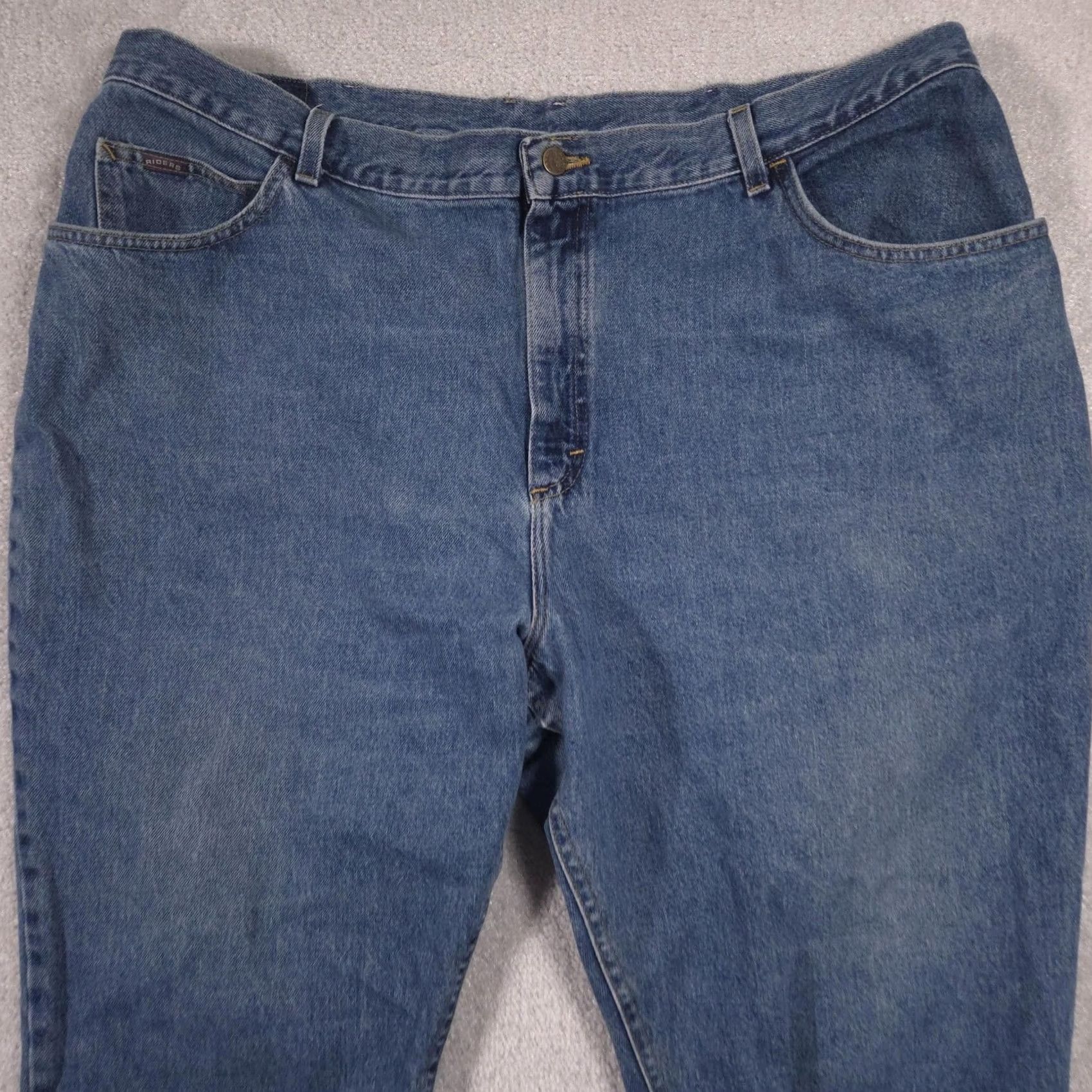 Vintage Riders Jeans Womens 24W Blue Medium Wash High Rise Relaxed Fit Tapered Denim Jeans Size 42" / US 20 - 3 Thumbnail