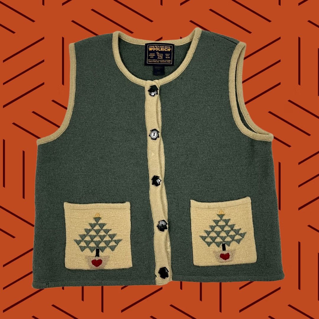 Vintage VINTAGE Woolrich Christmas Sweater Vest Womens M Green Wool Knit Holiday Party 90s Size M / US 6-8 / IT 42-44 - 1 Thumbnail
