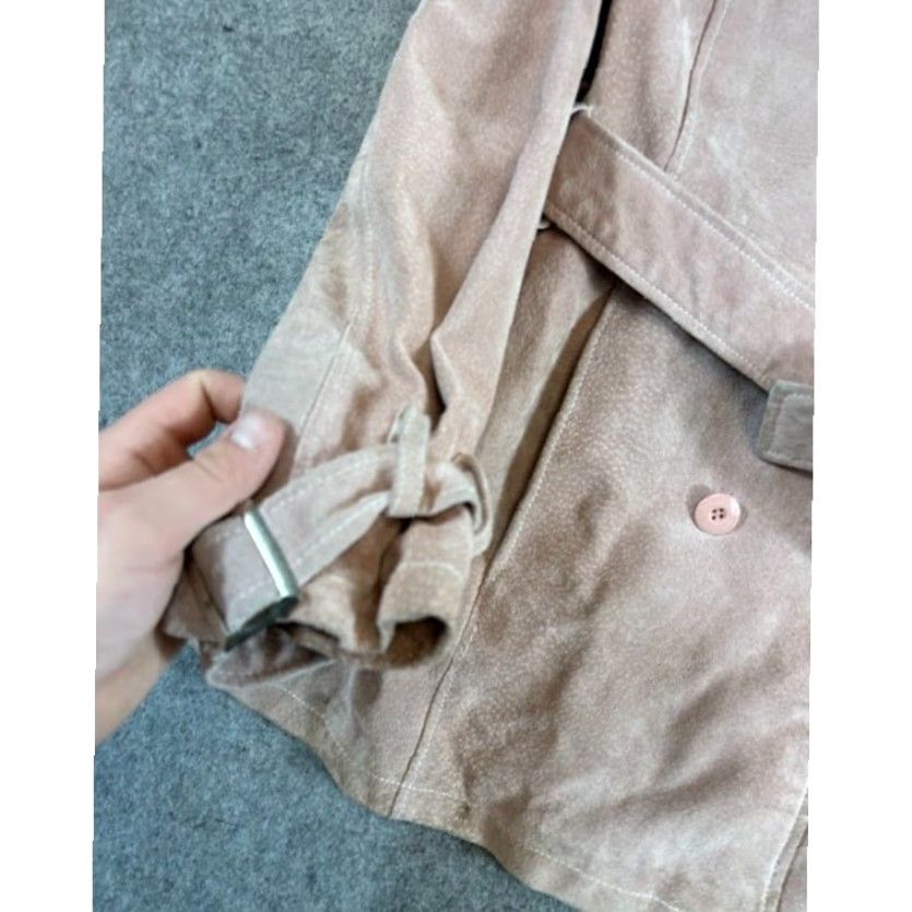 Vintage VINTAGE Wilsons Leather Trench Coat Womens M Beige Suede Double Breasted Boho Maxima Jacket Size M / US 6-8 / IT 42-44 - 6 Thumbnail