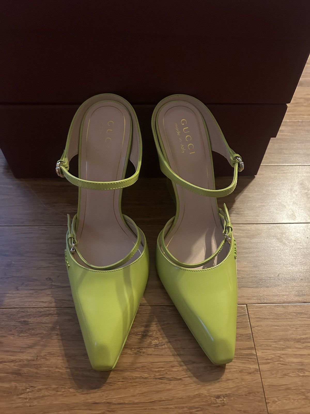 Gucci Gucci Closed Toe Slippers Wedge 10.9cm Light Green Regent Size US 7 / IT 37 - 4 Thumbnail