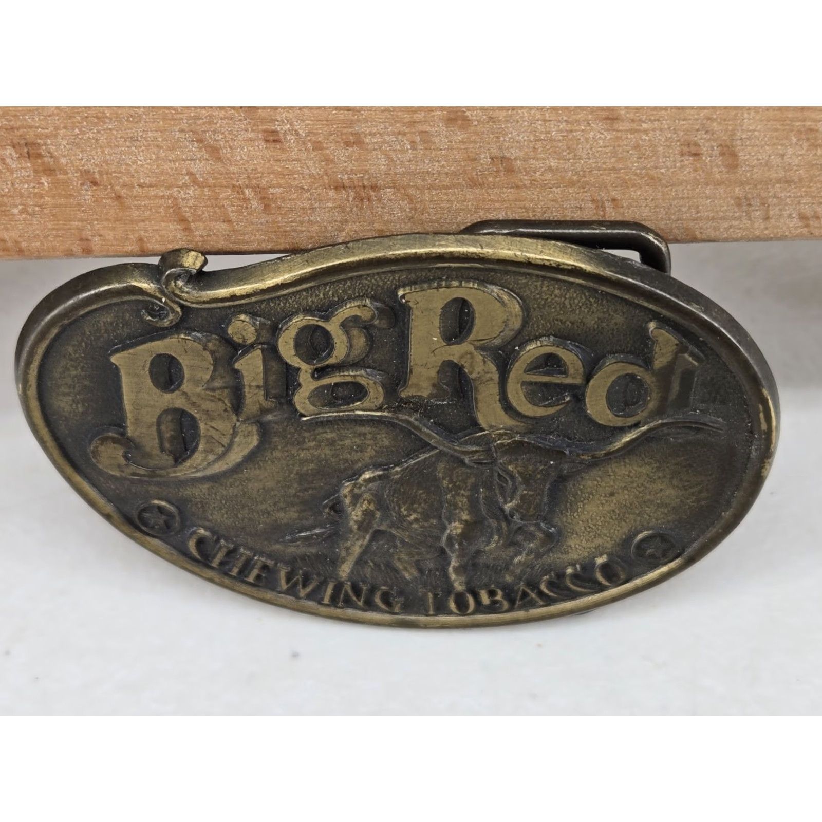 Vintage VINTAGE Big Red Chewing Tobacco Classic Brass Western Belt Buckle 3"x2" Cowboy Western Adult Unisex Bronze 1970s Buckle Size ONE SIZE - 2 Thumbnail