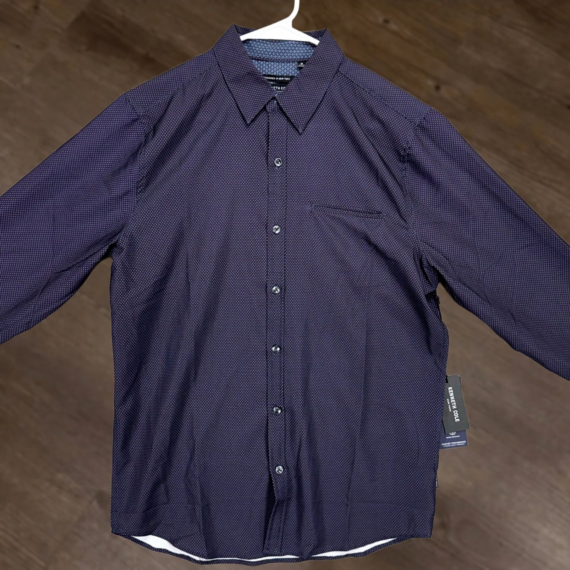 Kenneth Cole KENNETH COLE Mens Button Up Shirt Medium Blue Geometric Long Sleeve Slim Fit NEW Size US M / EU 48-50 / 2 - 1 Thumbnail