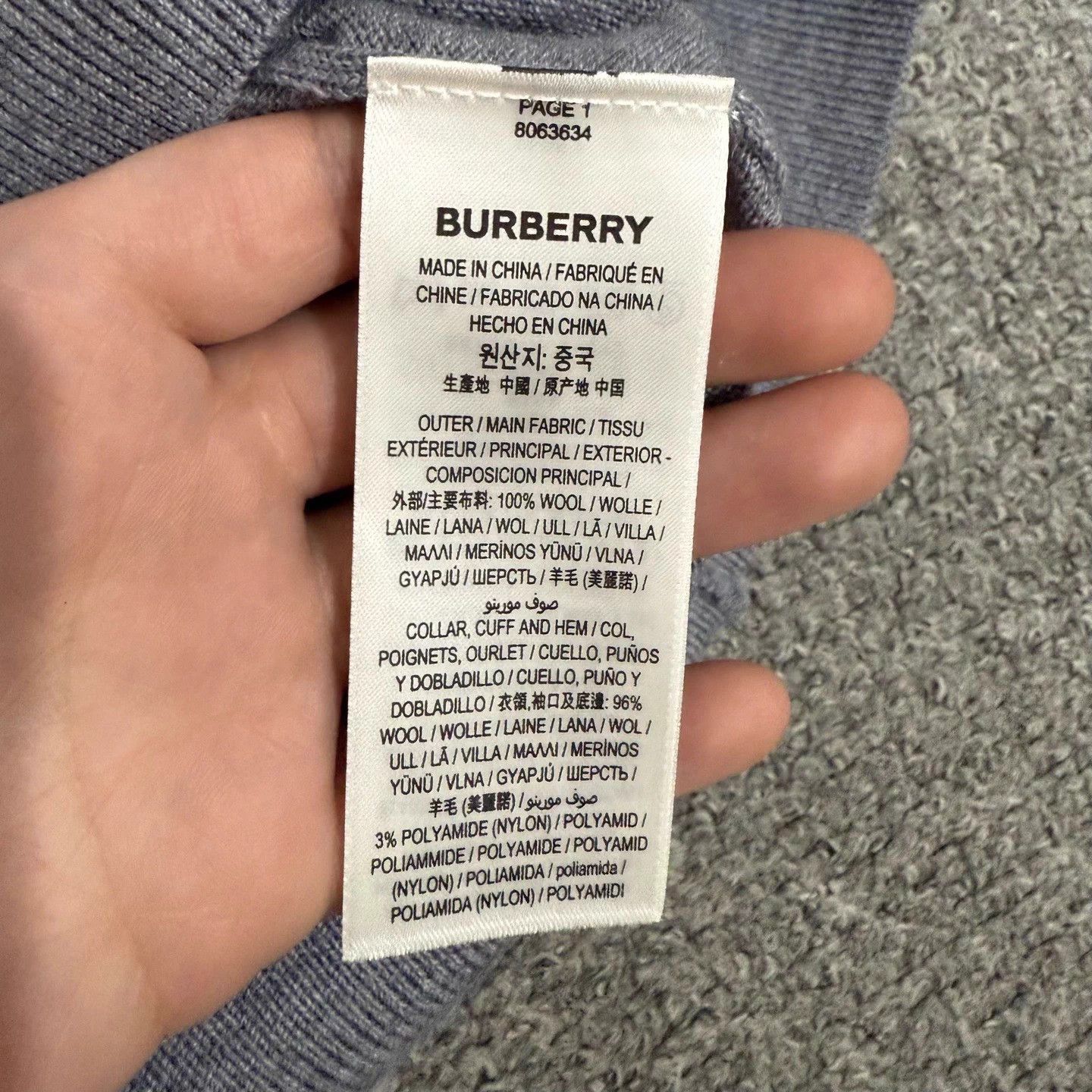 Burberry Burberry Gray Oak Leaf Wool Sweater NWT Size S Size S / US 4 / IT 40 - 4 Thumbnail