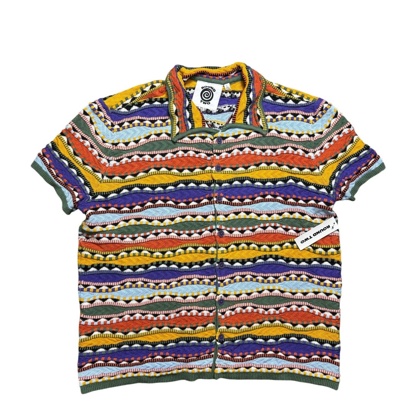 Round Two NWT Round 2 Multicolor Stretchy Knitted Polo - Sz. Large Size US L / EU 52-54 / 3 - 1 Thumbnail