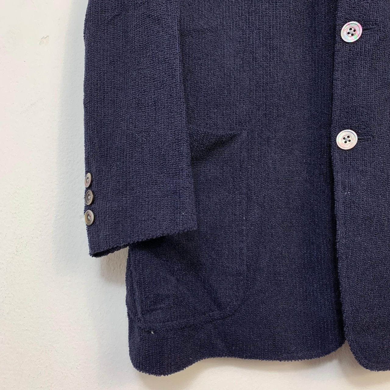 Burberry Vintage Burberrys Yacht Club Corduroy Blazer Navy Blue Size 40S - 10 Thumbnail