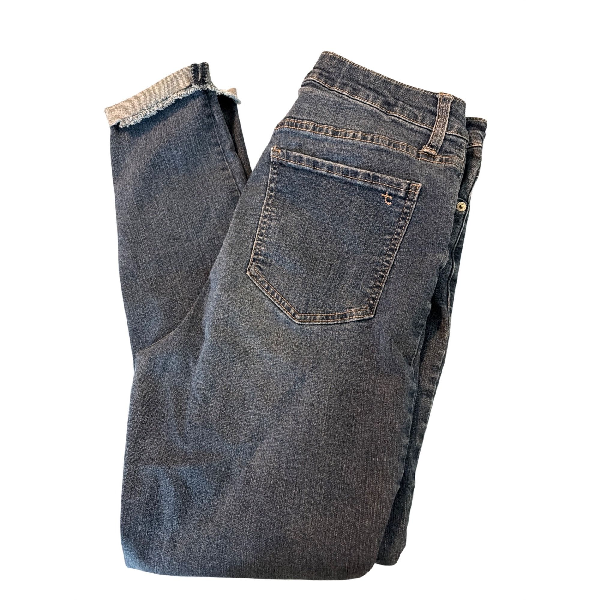 Other True Craft Womens Patched Roll Cuff Distressed Blue Denim Je Size 34" / US 12 / IT 48 - 4 Thumbnail