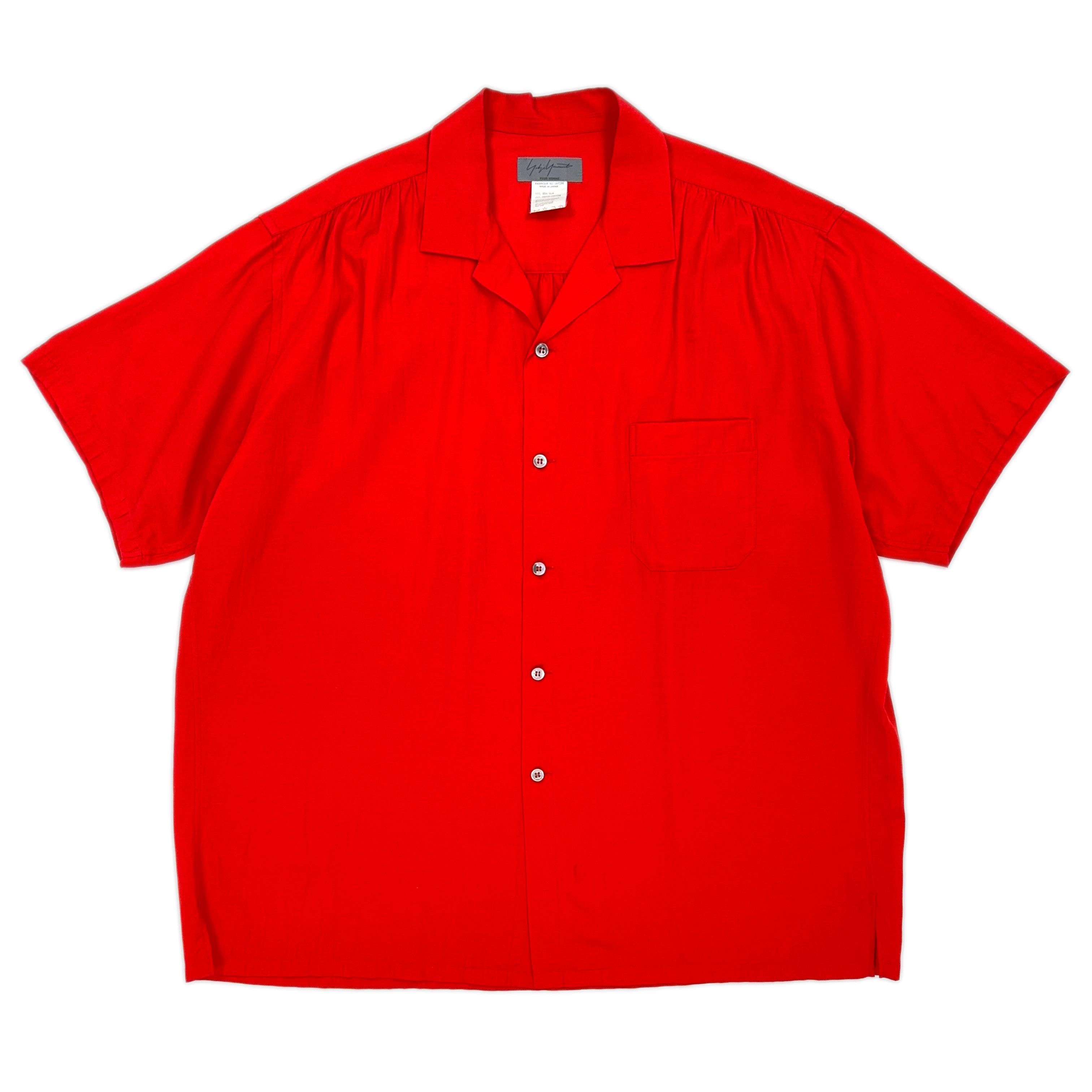 image of Yohji Yamamoto x YS For Men Ss98 Oversized Silk-Cotton Blend Shirt in Red, Men's (Size Medium)