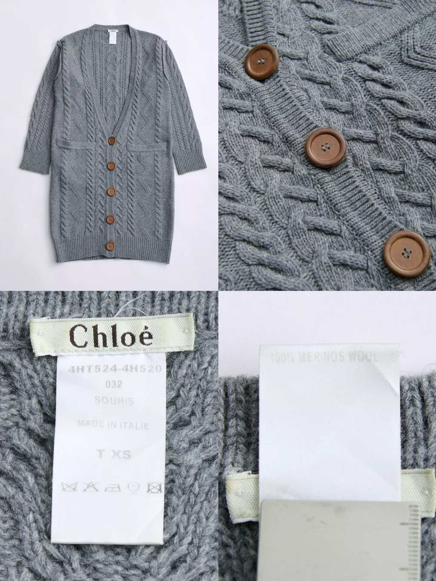 Chloe CHLOE by Phoebe Philo 04AW Gray Chunky Knit Long Cardigan Size XS / US 0-2 / IT 36-38 - 9 Thumbnail