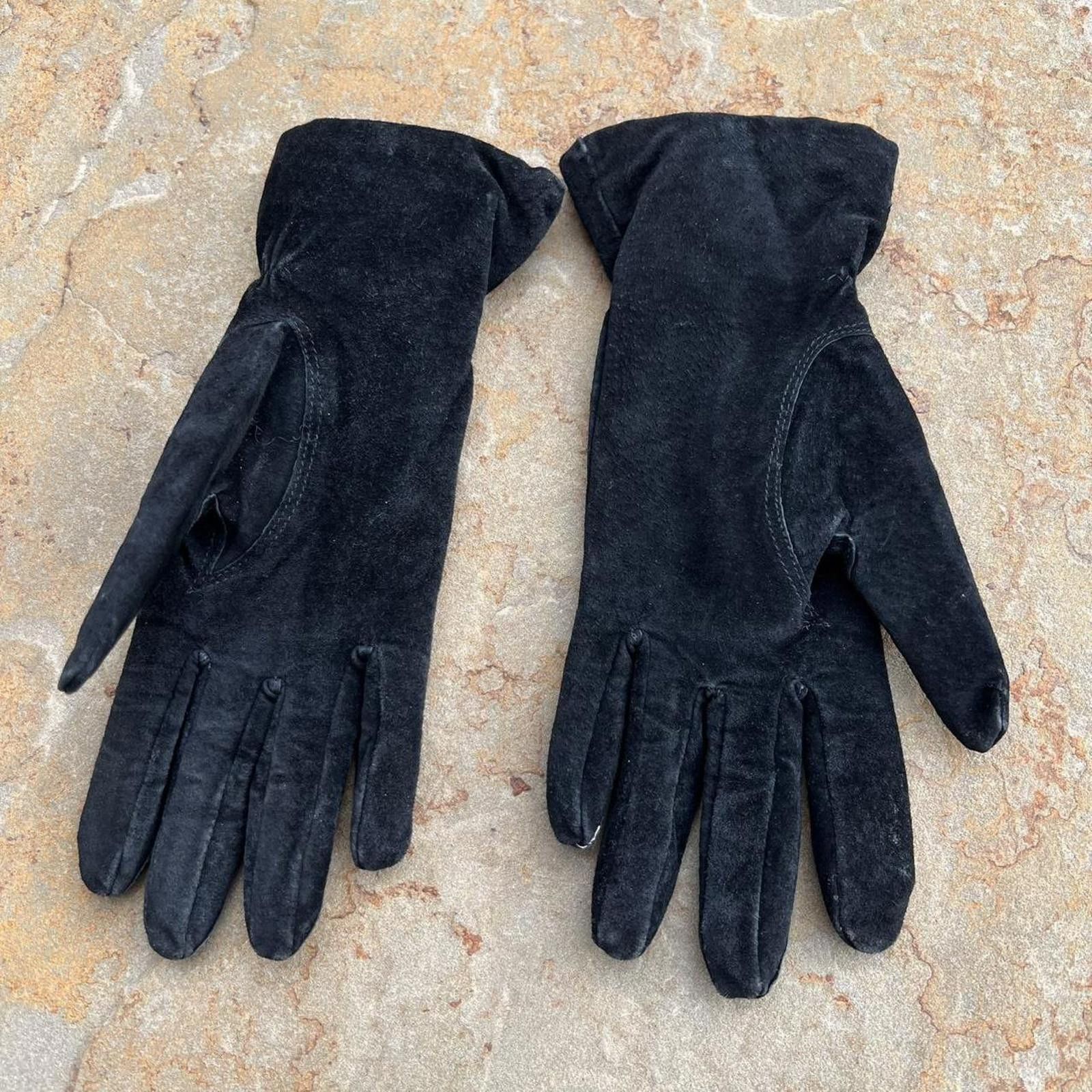 Other Y2K Black Suede Leather Gloves Size ONE SIZE - 2 Thumbnail