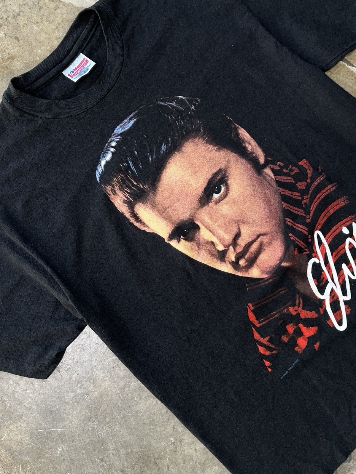 Band Tees × Vintage Vintage 1990s Elvis Portrait Tee Sz. Large Size US L / EU 52-54 / 3 - 1 Thumbnail