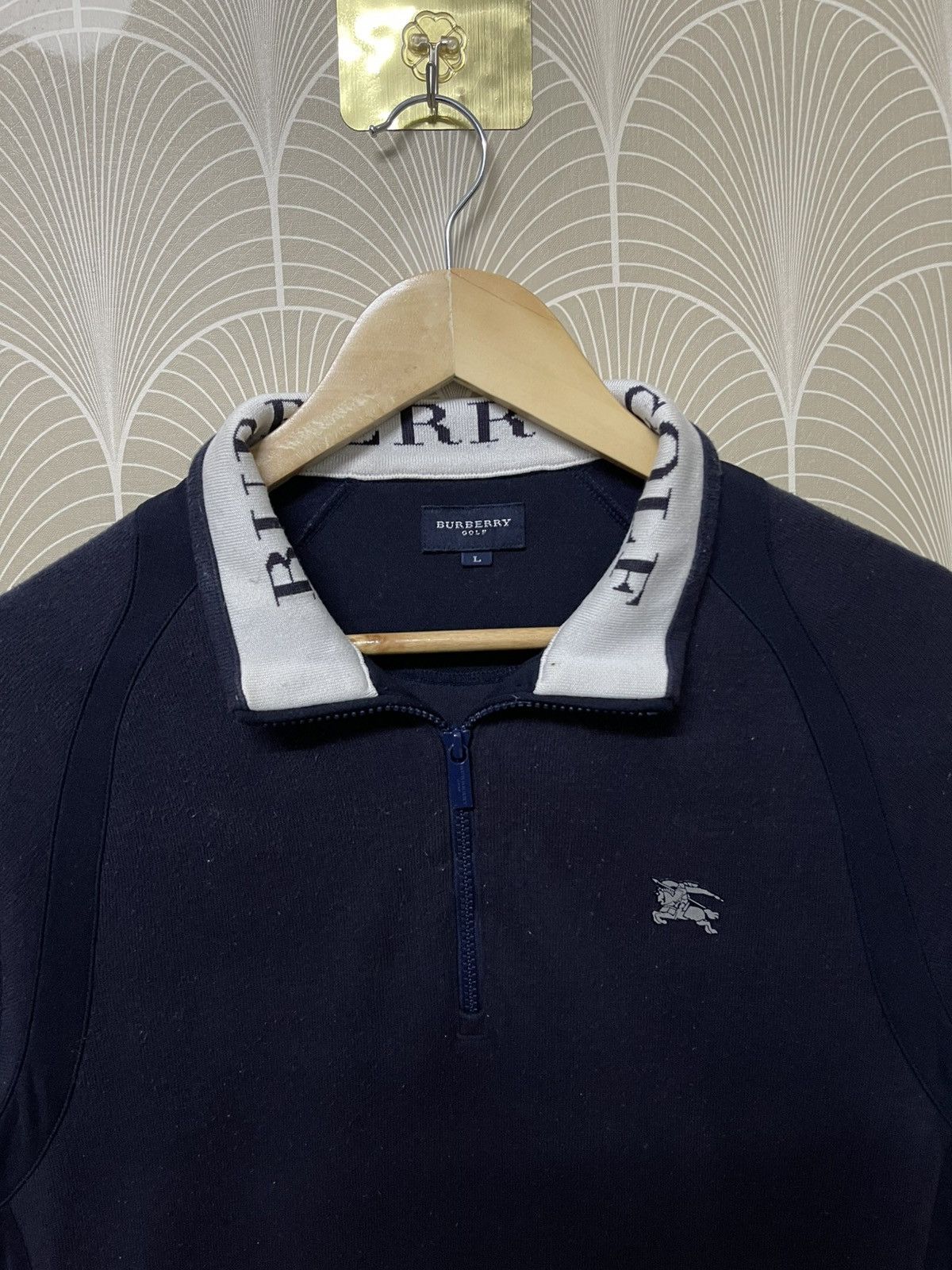 Burberry × Japanese Brand × Vintage 90s BURBERRY GOLF HALF ZIPPER SPELL OUT COLLAR RARE Size US L / EU 52-54 / 3 - 5 Thumbnail