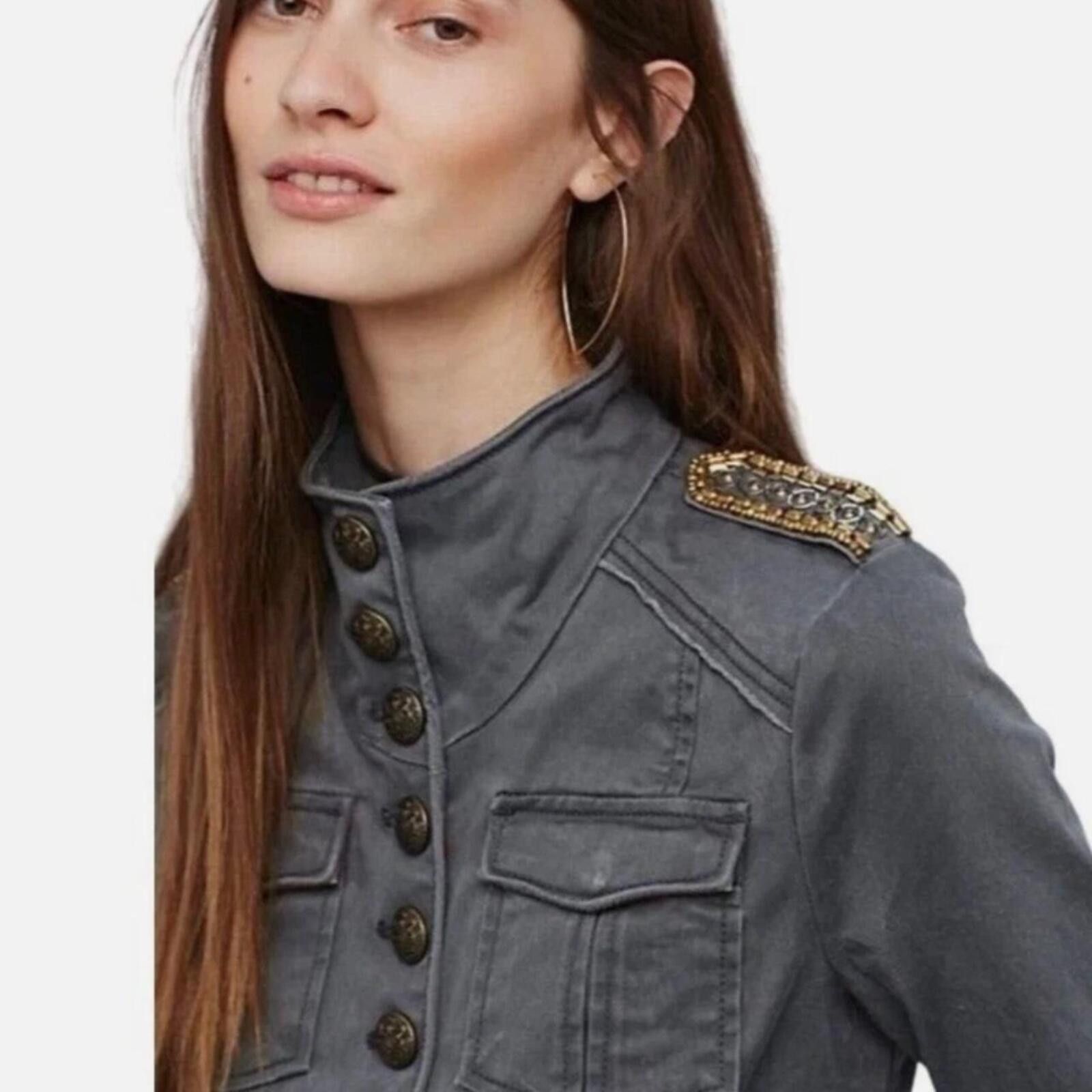 Free People Free People Shrunken Officer Military Napoleon Style Jacket Size XS / US 0-2 / IT 36-38 - 2 Thumbnail