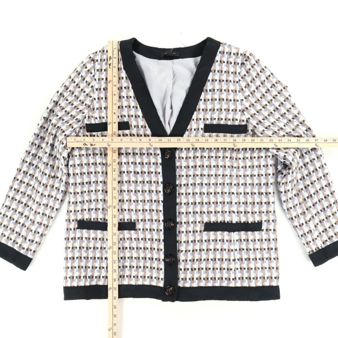 Ann Taylor Ann Taylor Woven Jacquard Button Up V-Neck Jacket Women's 16 Shirt Size XXL / US 16-18 / IT 52-54 - 3 Thumbnail
