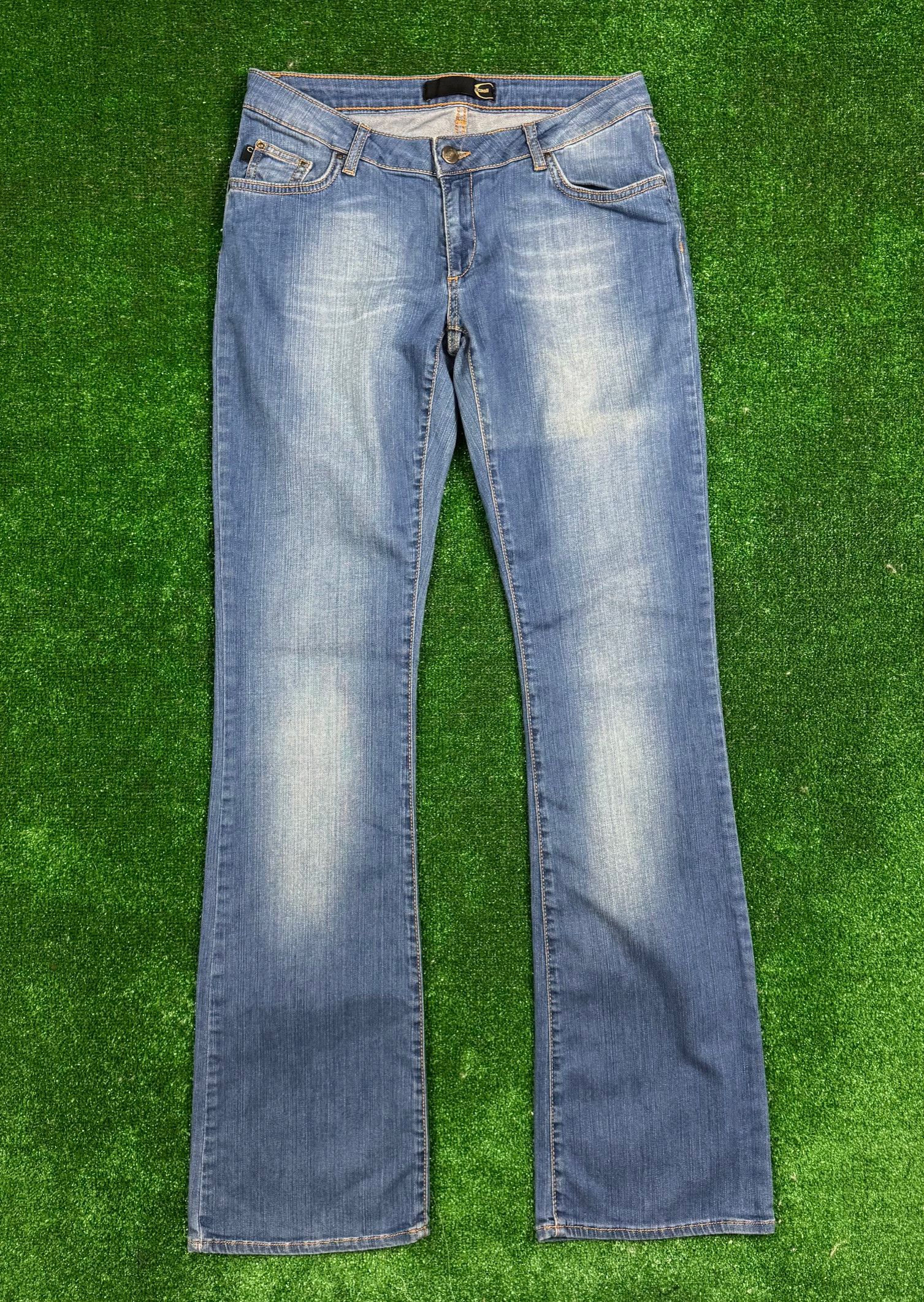 Just Cavalli × Roberto Cavalli Just Cavalli Vintage Y2K Crystals Flare Jeans Size 30" / US 8 / IT 44 - 1 Thumbnail