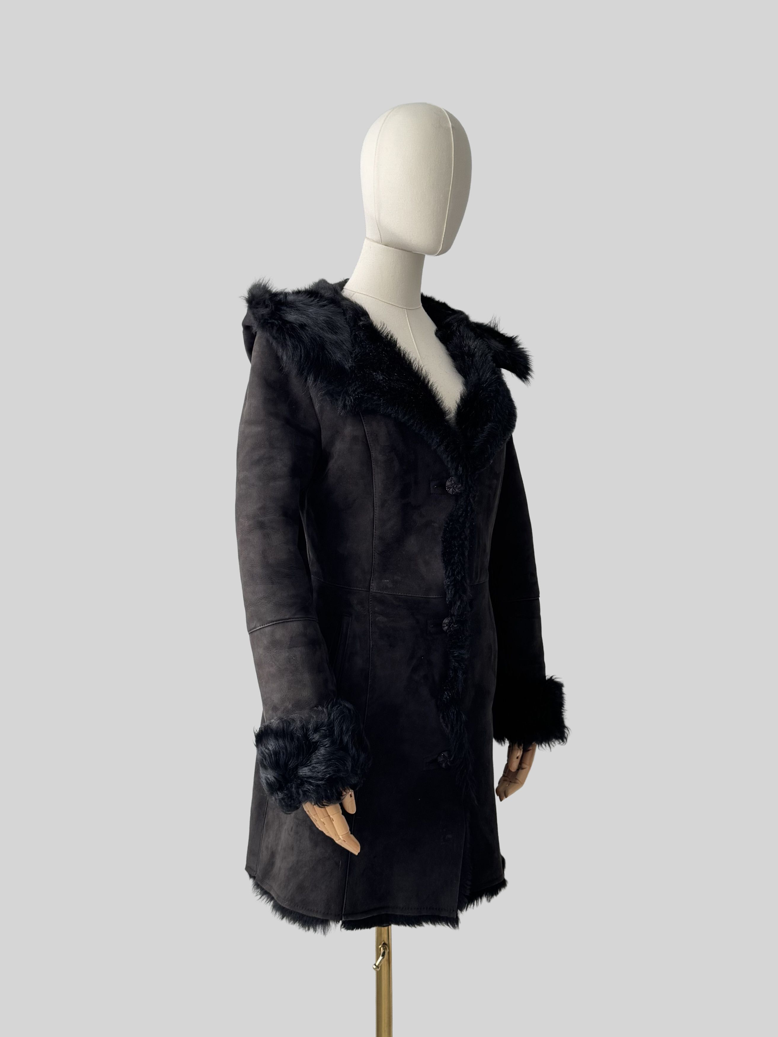 Vintage Vintage Real Sheepskin Hooded Coat (D10)(D15) Size XS / US 0-2 / IT 36-38 - 3 Thumbnail