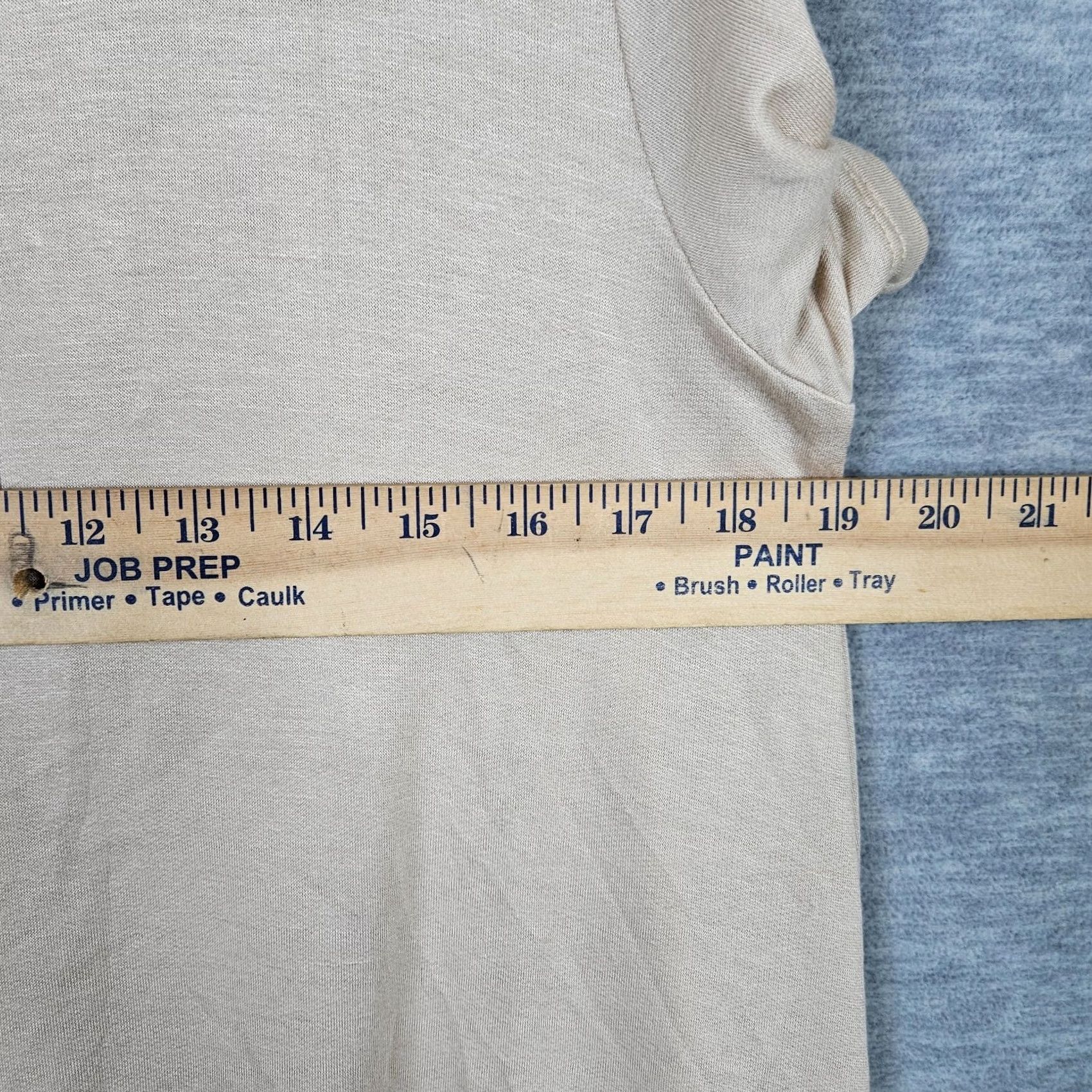 Vintage Bobeau Top Shirt Women L Beige Round Neck Short Sleeve Button Back Size L / US 10 / IT 46 - 3 Thumbnail