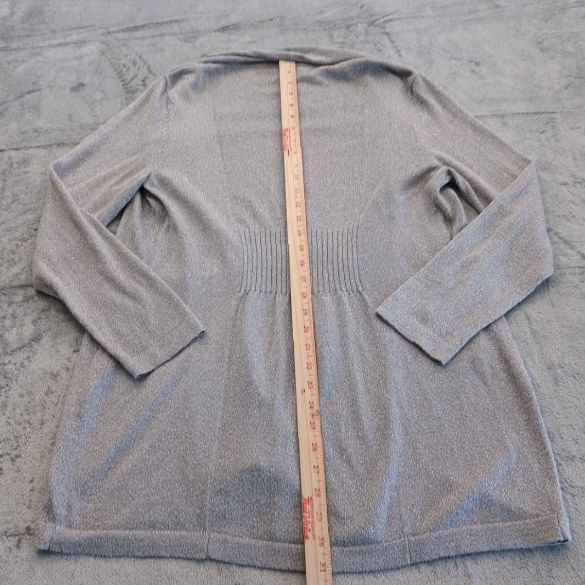 Vintage Chico's Sweater Cardigan Womens Size 2 Gray Open Mid Length Long Sleeve V-Neck Glitter Knit Size XS / US 0-2 / IT 36-38 - 5 Thumbnail