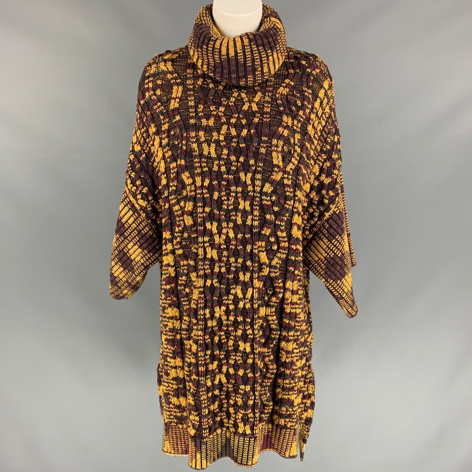 Other Gold & Purple Knitted Wool Oversized Turtleneck Sweater Size M / US 6-8 / IT 42-44 - 1 Thumbnail