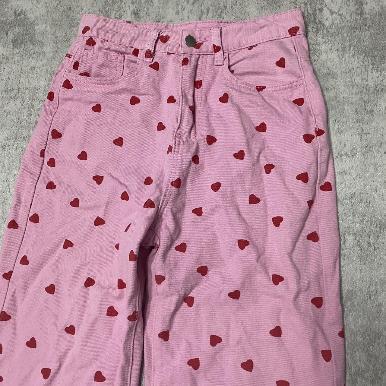 Other Pink heart print high-waisted straight leg jeans #kawaii Size 30" / US 8 / IT 44 - 2 Thumbnail